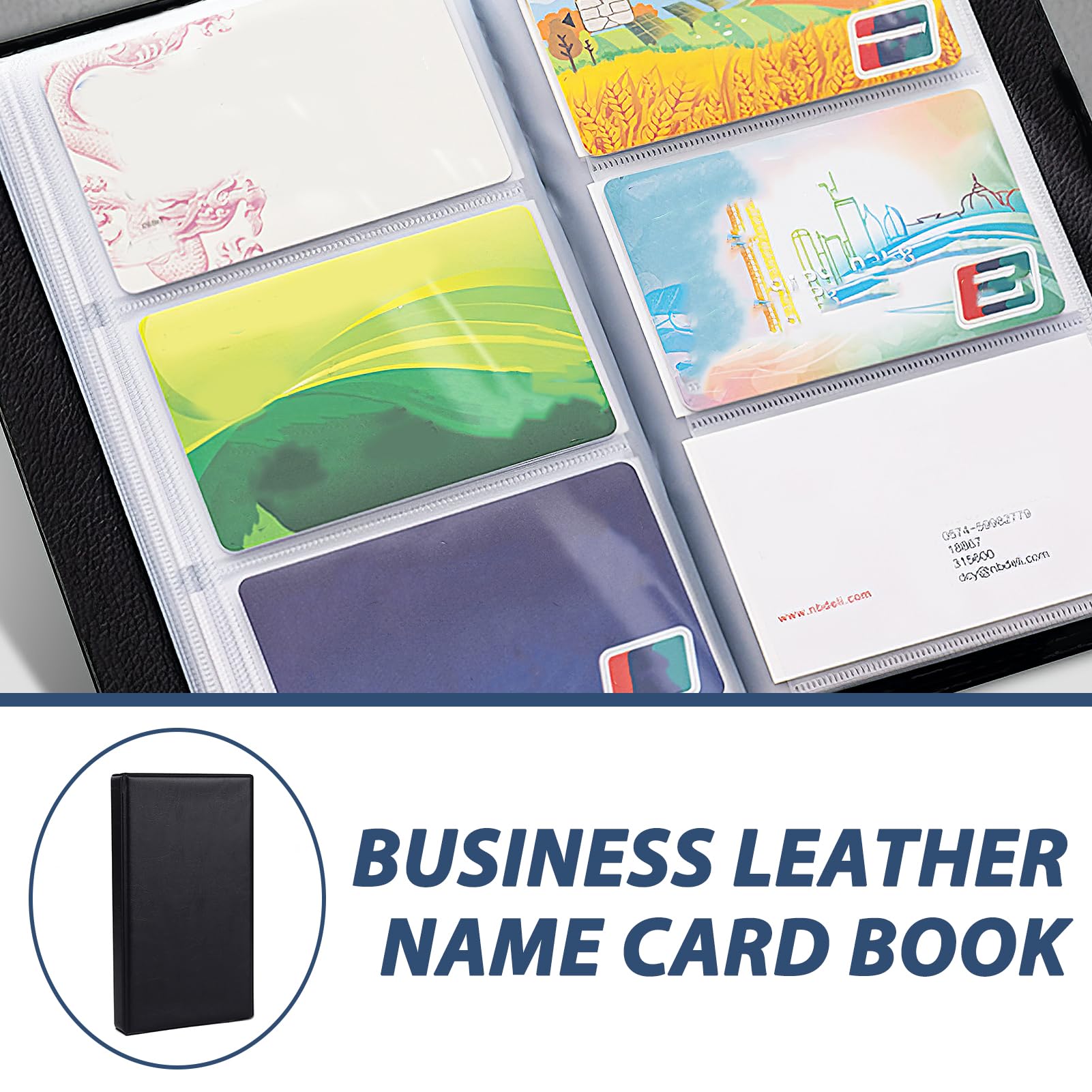 SUNSHINETEK 1000 Cartes Porte-cartes De Visite Porte-organisateur Boîte De Rangement Pour Carte De Visite Avec Diviseurs Et Onglets D'index