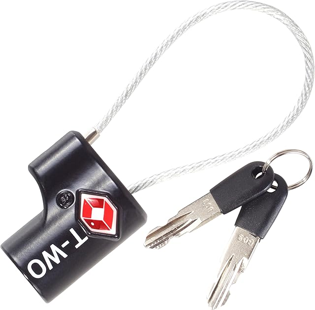 TSA Approved Luggage Locks Suitcase Locks (1 Pack) OW-Travel Cable Padlock with Keys Made from Heavy Duty Zinc Alloy for Suitcase, Zipper, Luggage, Bag, Case, Backpack, Gym Locker, Tool Box (Black)
