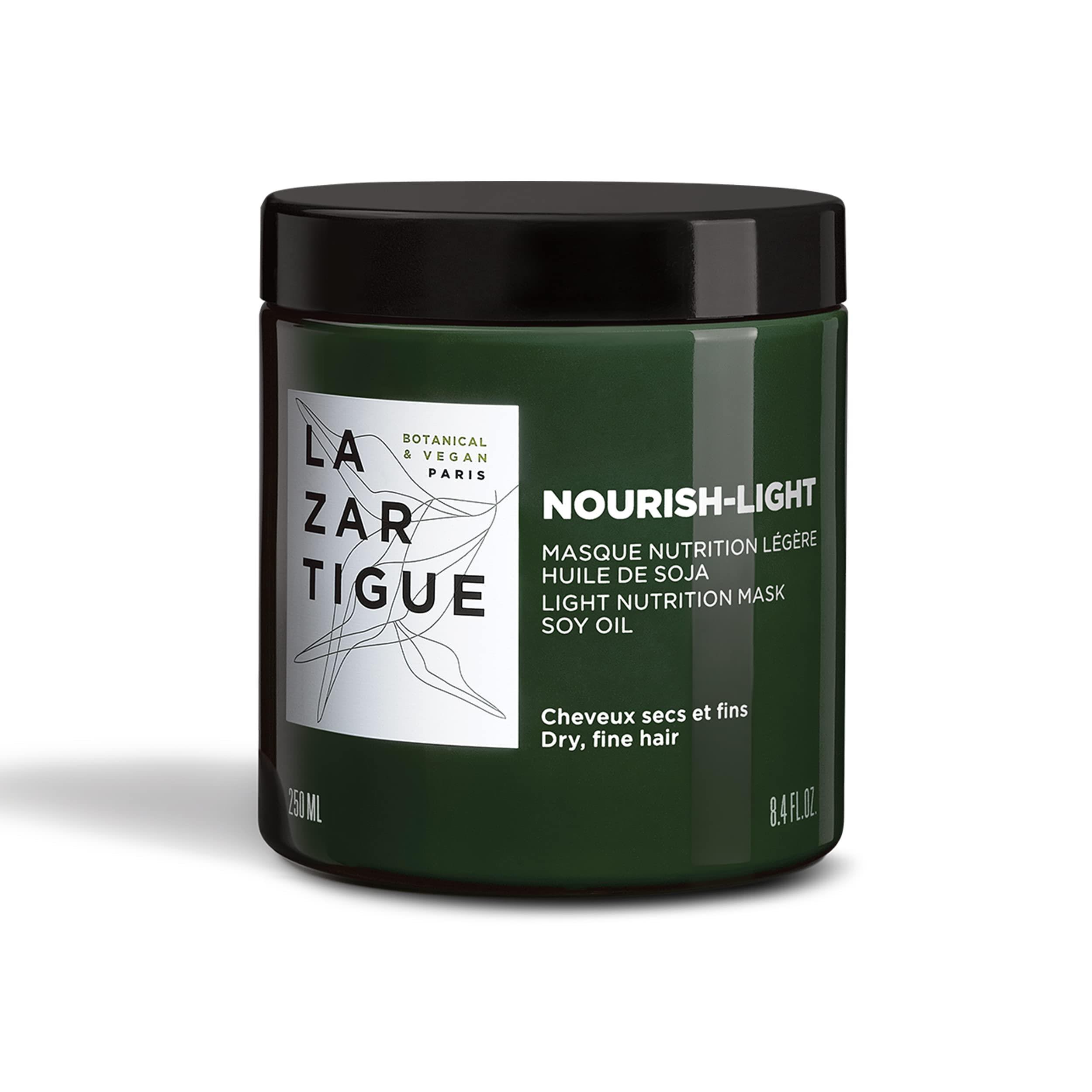 Lazartigue Nourish-Light Mask, Enhanced with the Richness of Soybean Oil, Strengthens Hair Fibers, Softens and Moisturizes Hair, 8.4 fl oz, Vegan, (10L01119B)