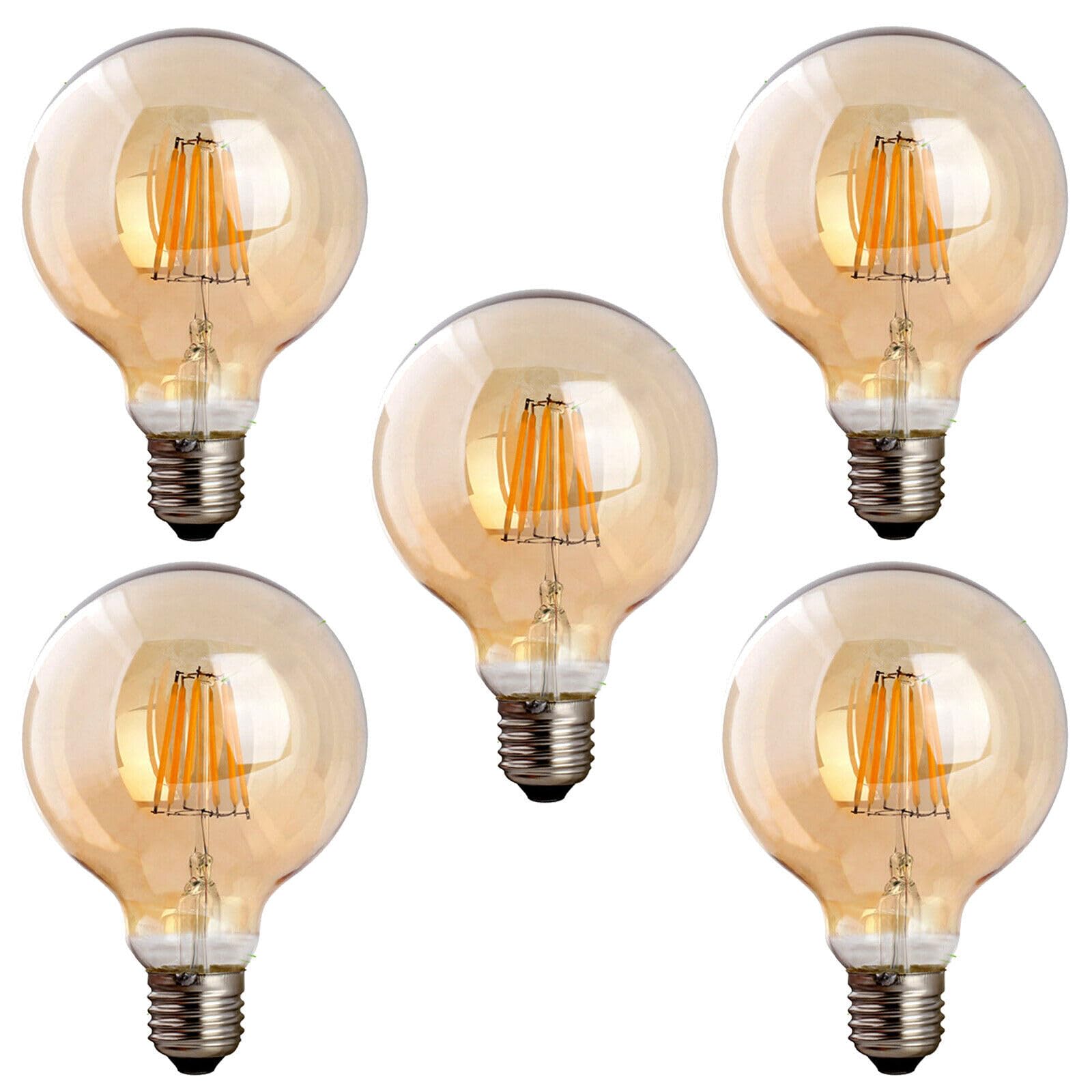 Lot de 5 Ampoule Edison LED, Ampoule Edison Vintage G95 E27 8W Rétro Filament Ampoule décorative 2200K Blanc Chaud Antique Lampe Ampoule