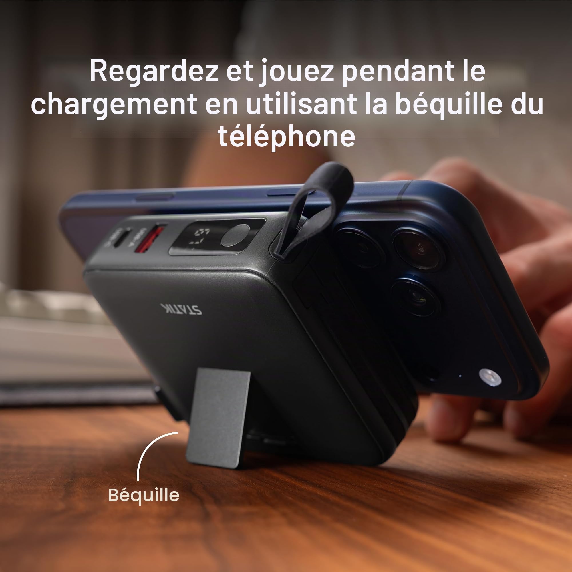 STATIK SmartCharge Batterie externe de voyage 5 en 1 avec prise murale et câbles USB C intégrés, 10 000 mAh essentiels de voyage internationaux et chargeur portable européen, compatible avec iPhone 16