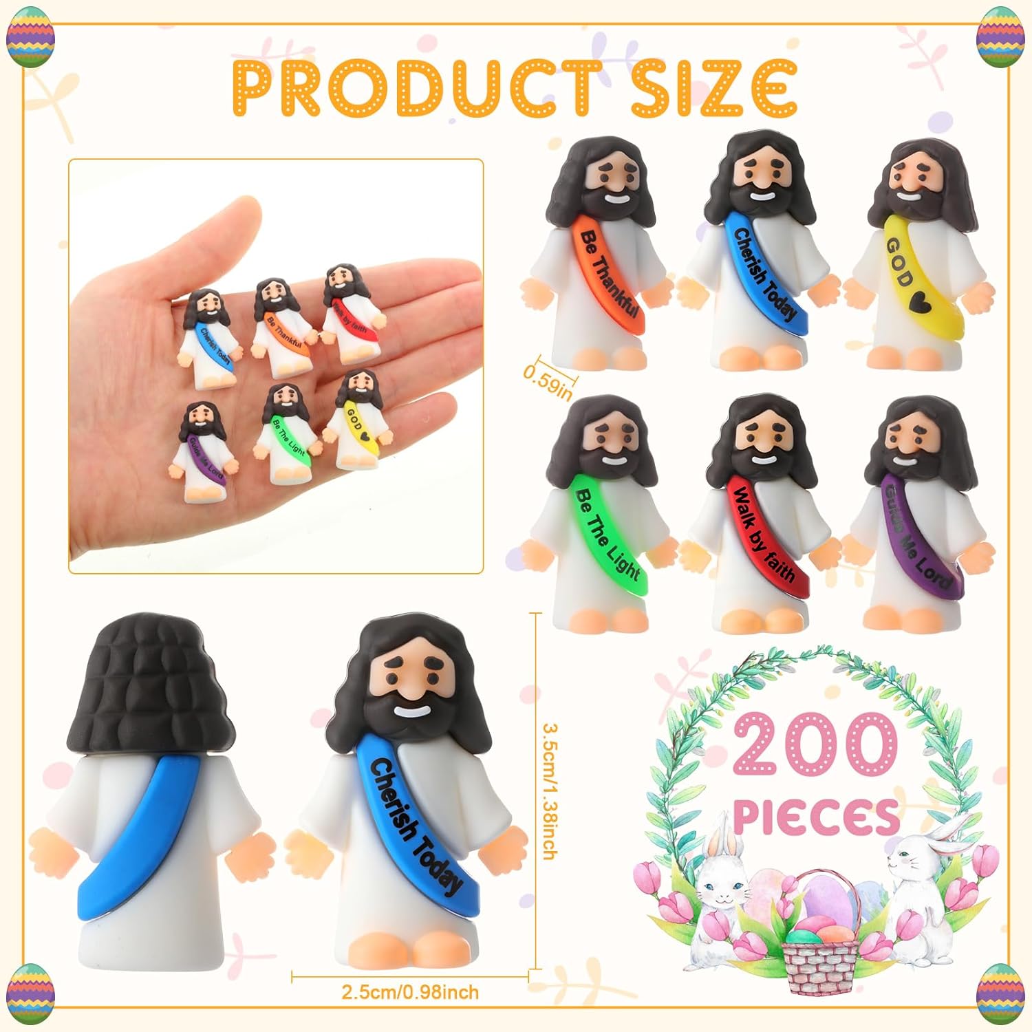 Barydat 200 Pack Mini Jesus Figurines Bulk Tiny Jesus Toys Little Figures Miniature Doll to Hide and Seek Religious Party Favors Sunday School Baptism Gift Church Events(Bible Verses) - Image 3