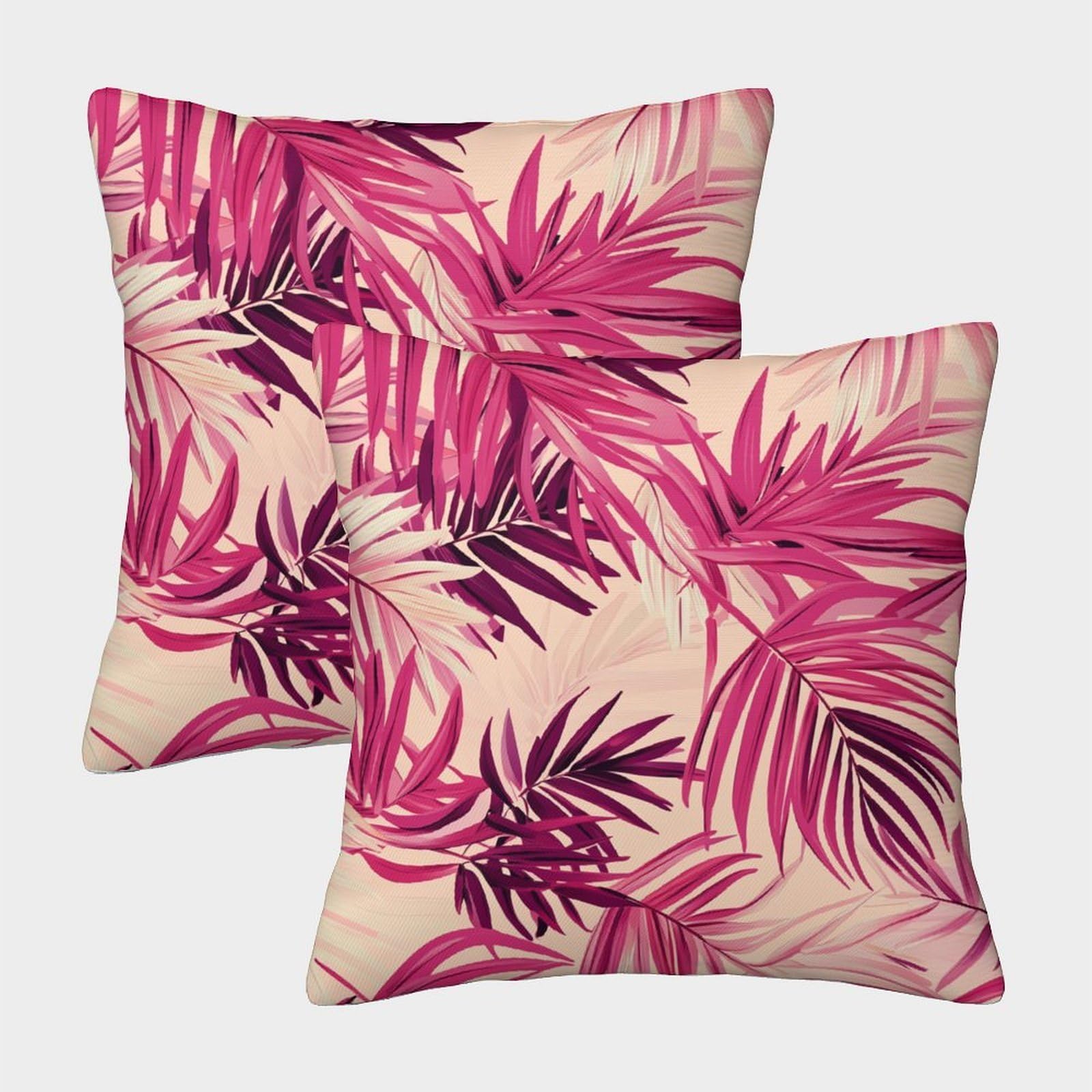 kaiyun 2 Pack 3D Elegant Pink And Burgundy - Vivid Palm Leaves Cushion 3D Soft Touch Pillowcase,sofa Chair Home Furnishings 45x45cm