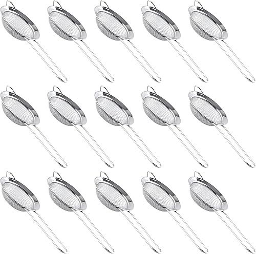 Miniatura 1 de 15 coladores pequeños de acero inoxidable, pequeño colador de té de malla fina, mini tamiz de acero inoxidable con asa, coladores de metal de cocina