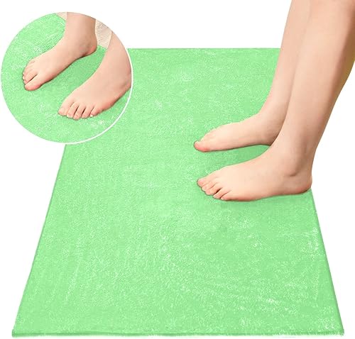 Miniatura 4 de Tapete de felpa verde pálido para baño, absorbente y antideslizante, tapete de baño con parte trasera de goma, lavable, 39 x 20 pulgadas