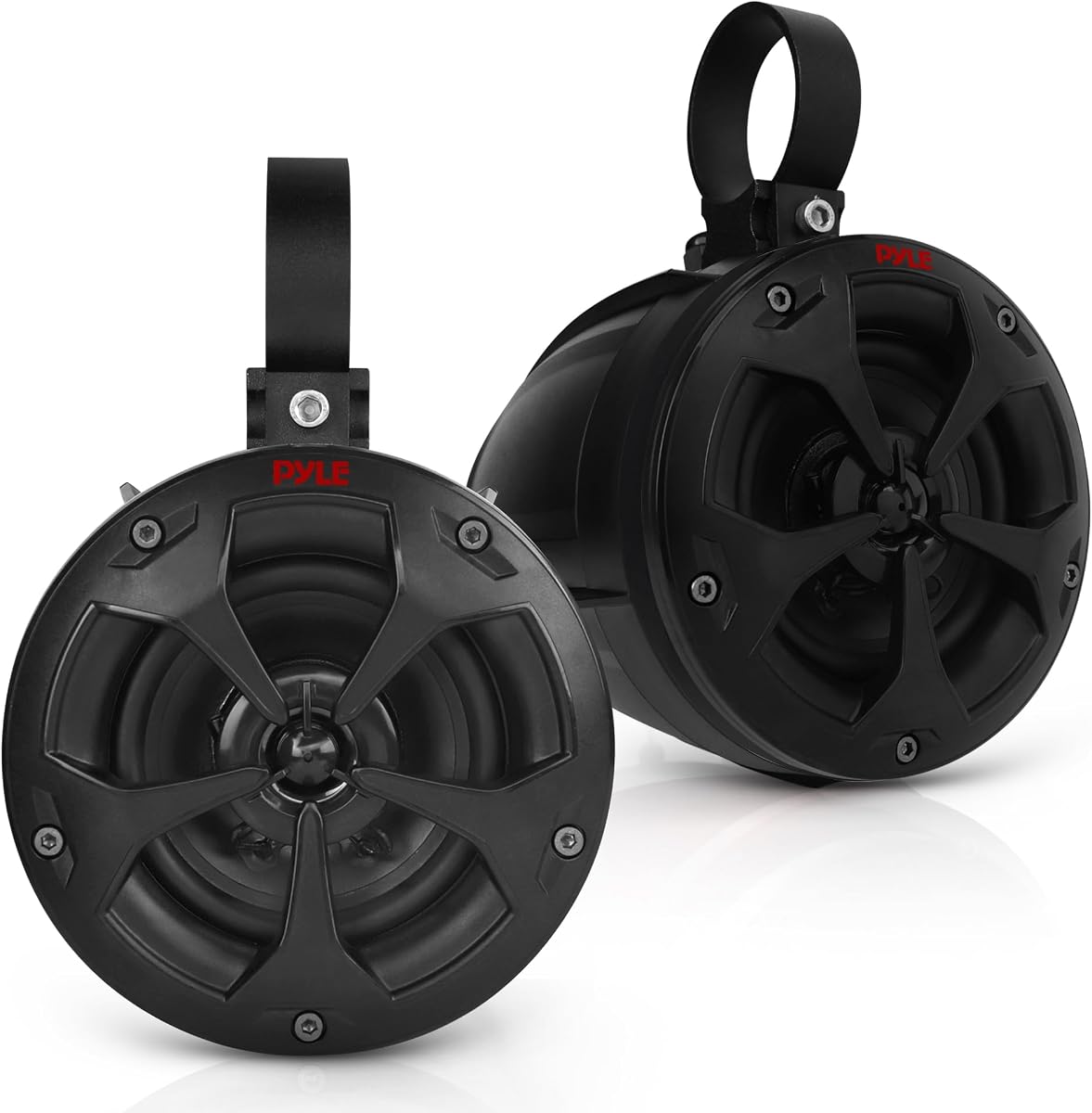 4" Off-Road Bluetooth Waterproof Speakers -800W Peak Power Amplified Speaker System for ATV/UTV, Golf Cart, Boat, Aux Input Jack, for use w/All 12V Vehicles - PLUTV43BTA, Black