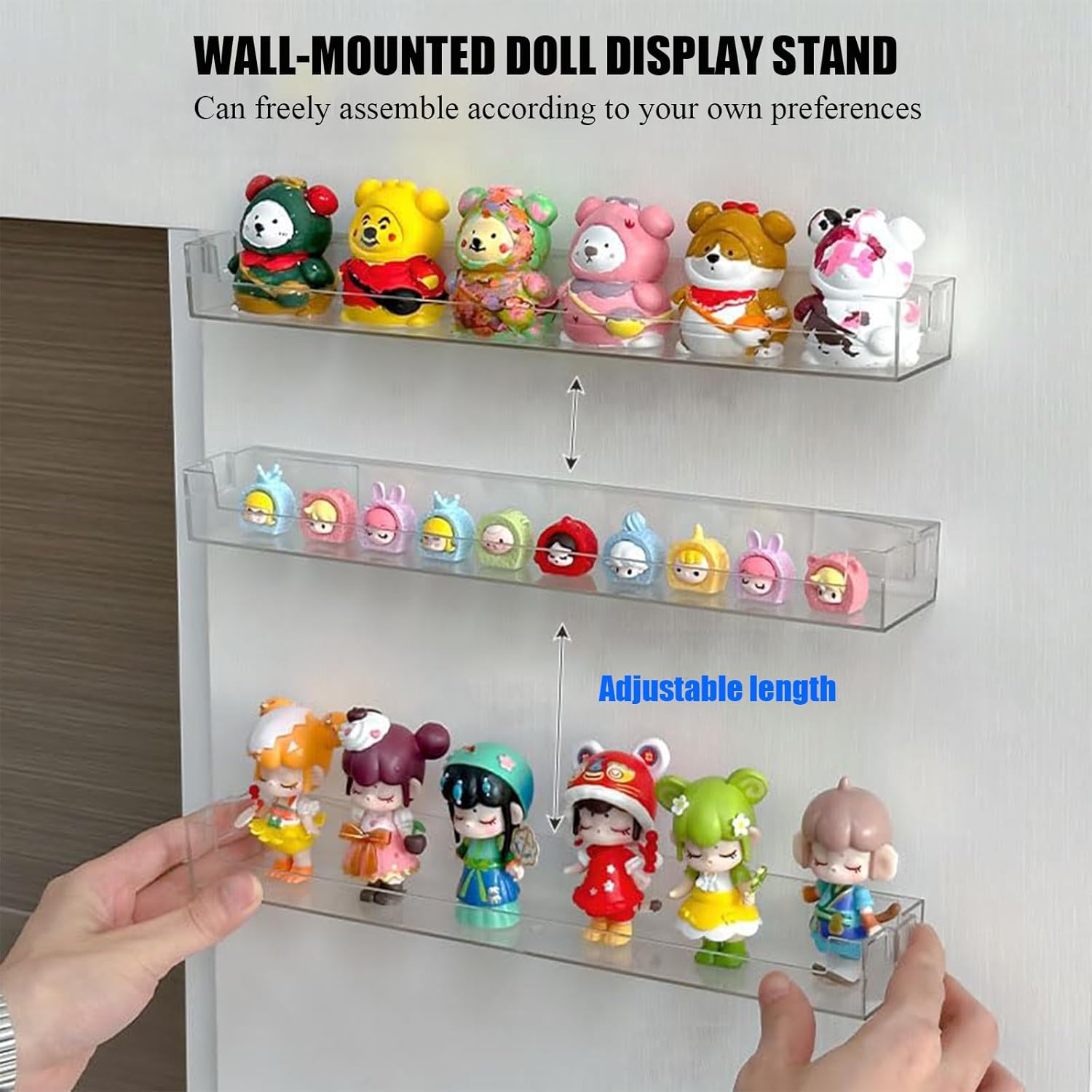 Wall-Mounted Acrylic Display Case for Funko Pop, Floating Display Shelves Wall Mounted, Hanging Display Rack for Collectibles/Mini Figures/Tonies/Sonny Angel