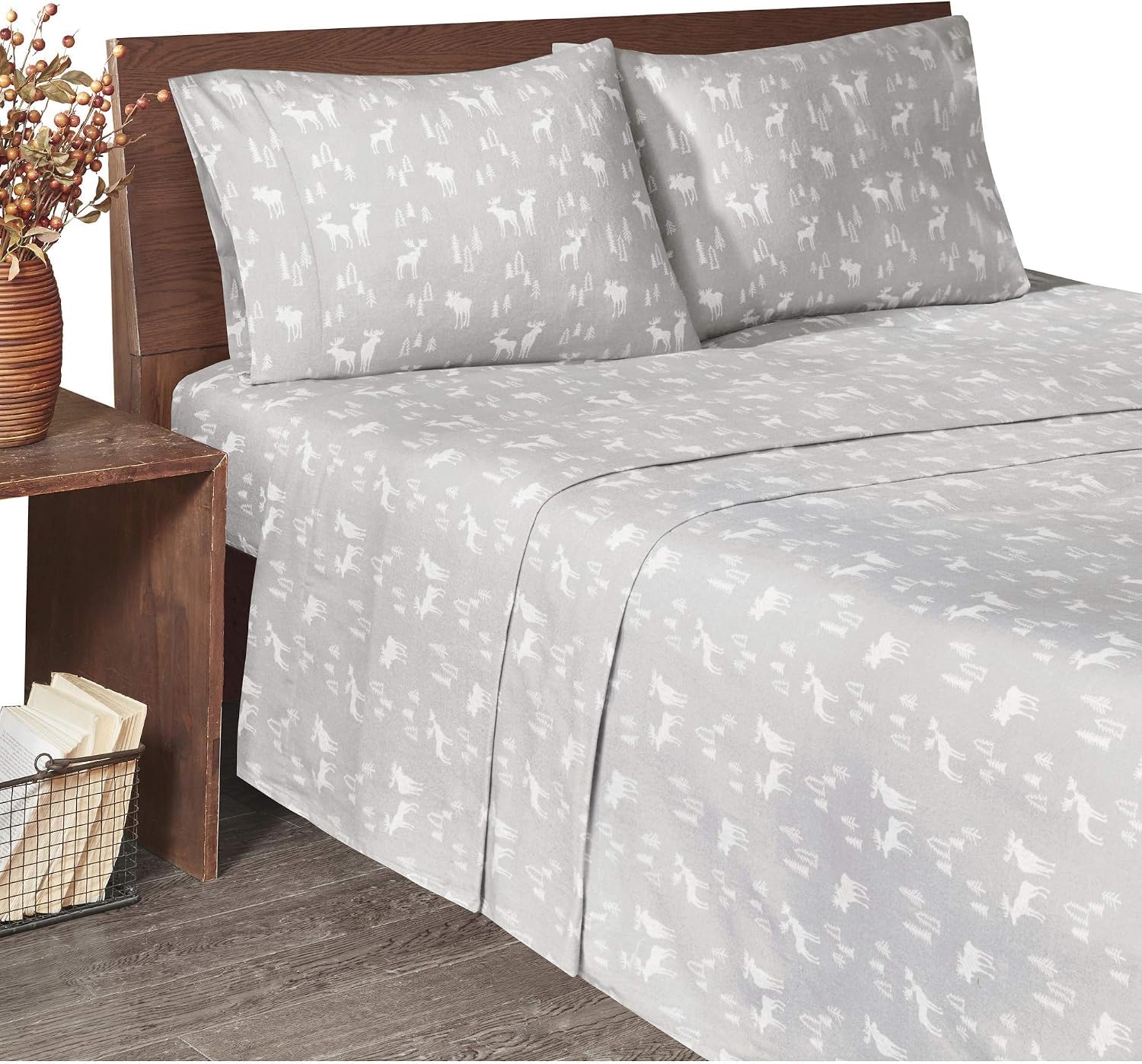 Woolrich Juego de sábanas de Franela 100% algodón, Suaves y cálidas con Bolsillo elástico de 14 Pulgadas, Estilo de Vida de cabaña, Acogedor Juego de Ropa de Cama para Temporada fría, Funda de