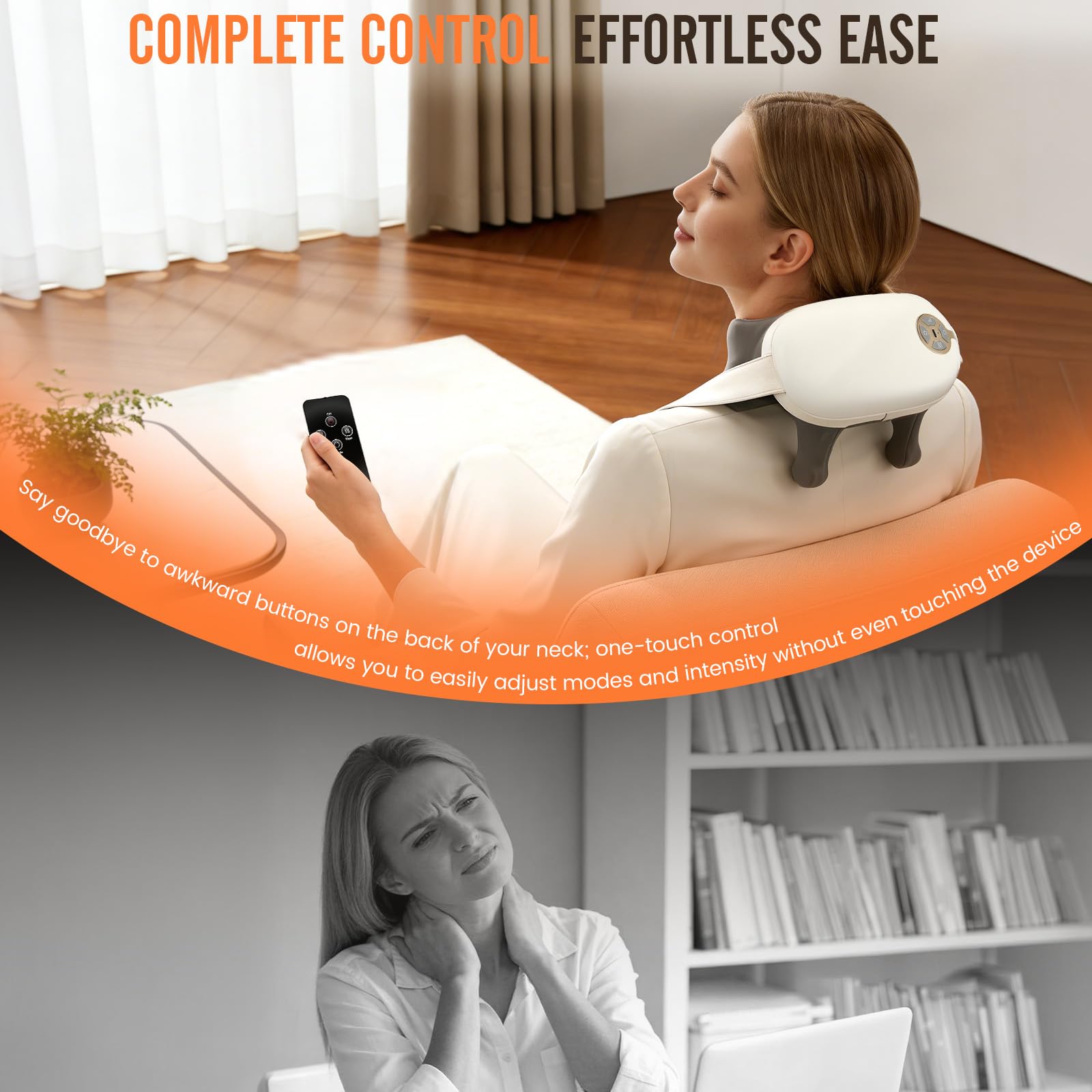 Masajeador Cervical y Espalda Shiatsu 6D con Calor 5 Modos 4 Intensidades Masajeador Cuello Inalámbrico Recargable 2000mAh Masajeador Muscular Profundo para Alivio Dolor Cervical