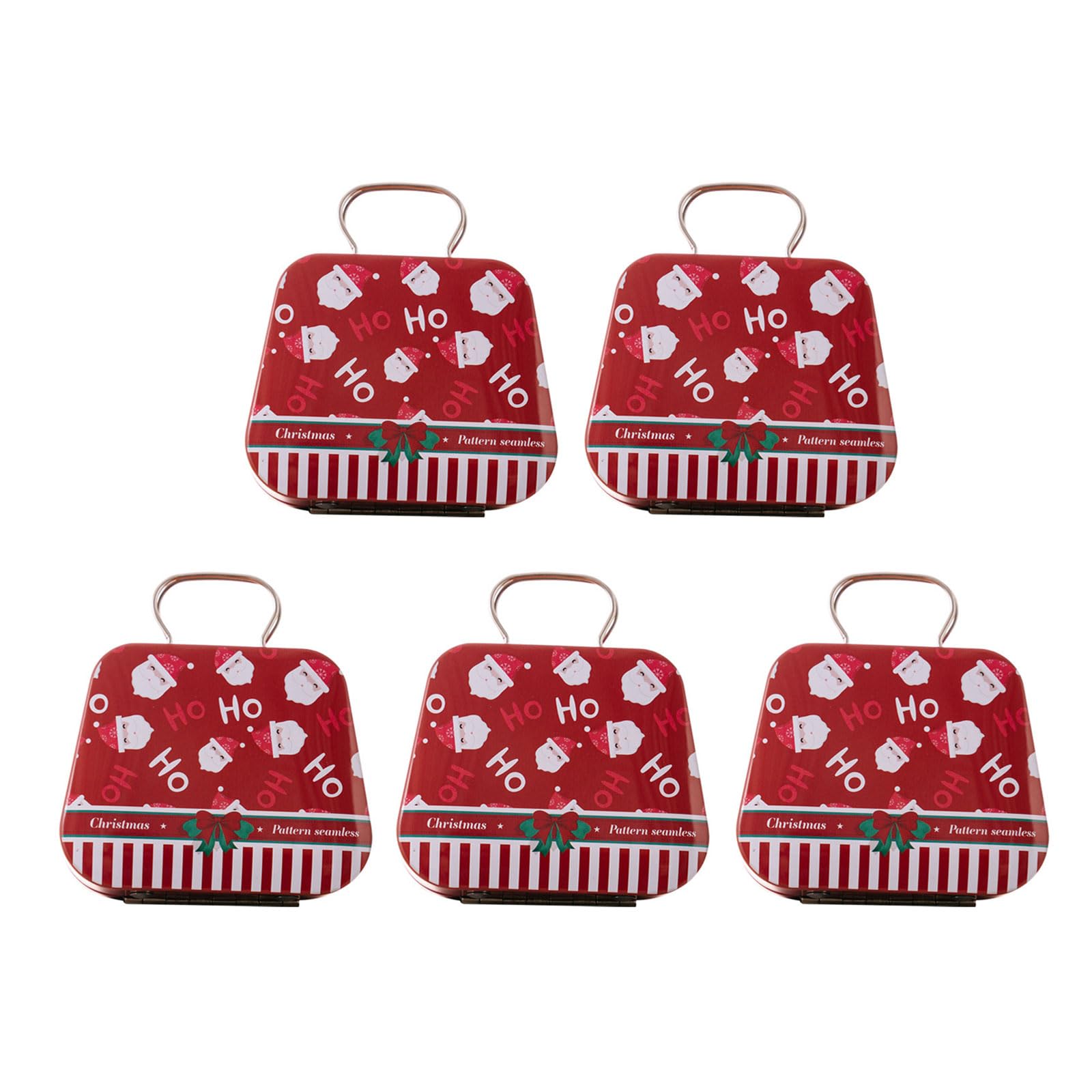 carotoe Of 5 Christmas Candy Tins in Iron Holiday Themed Metal Gifts Boxes for Confectionery and Home Decoration Metal Treat Containers