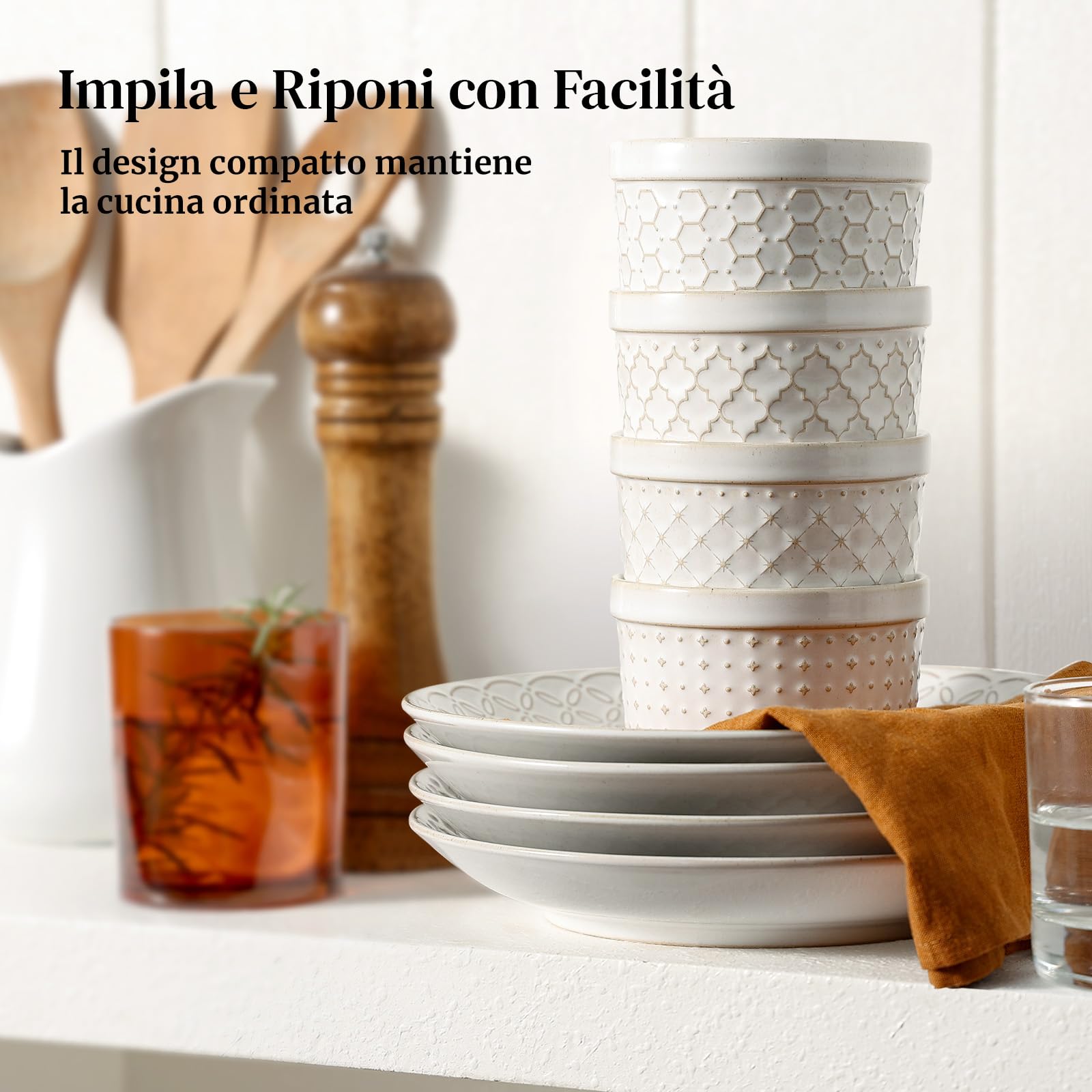 DOWAN Creme Brulee - Set di 6 ciotole in porcellana, 235 ml, resistenti al forno, 8 oz