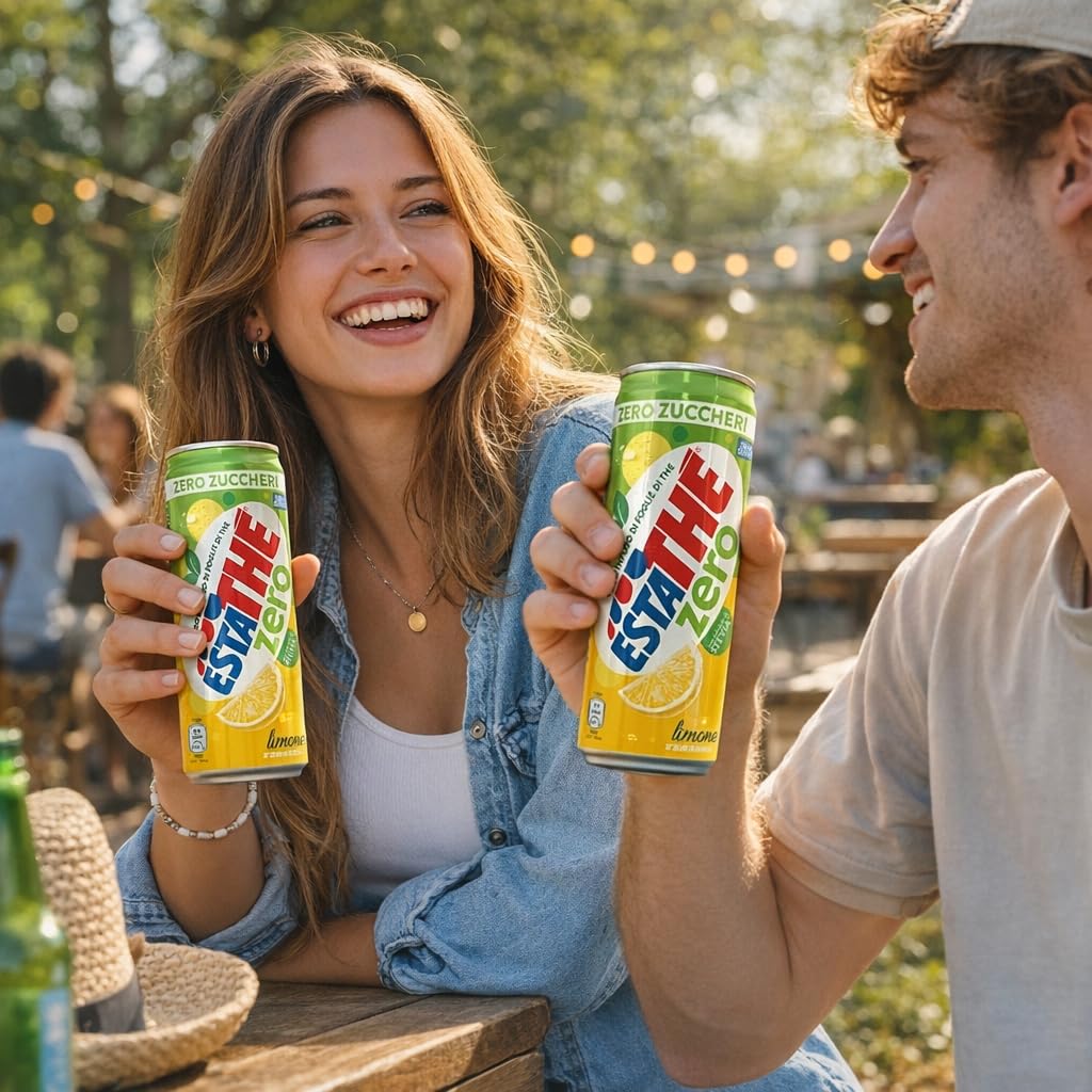 Tè Freddo al Limone Senza Zuccheri 24 Lattine da 33 cl Bevanda Analcolica con Infuso di Tè Gusto Fresco e Dissetante Ideale per Pasti Aperitivi e Tempo Libero