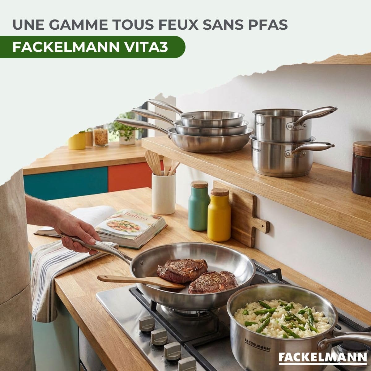 Fackelmann 9243950B Batterie de cuisine 2 poeles 20/28 cm, 2 casseroles 14/18 cm et 1 ustensiles