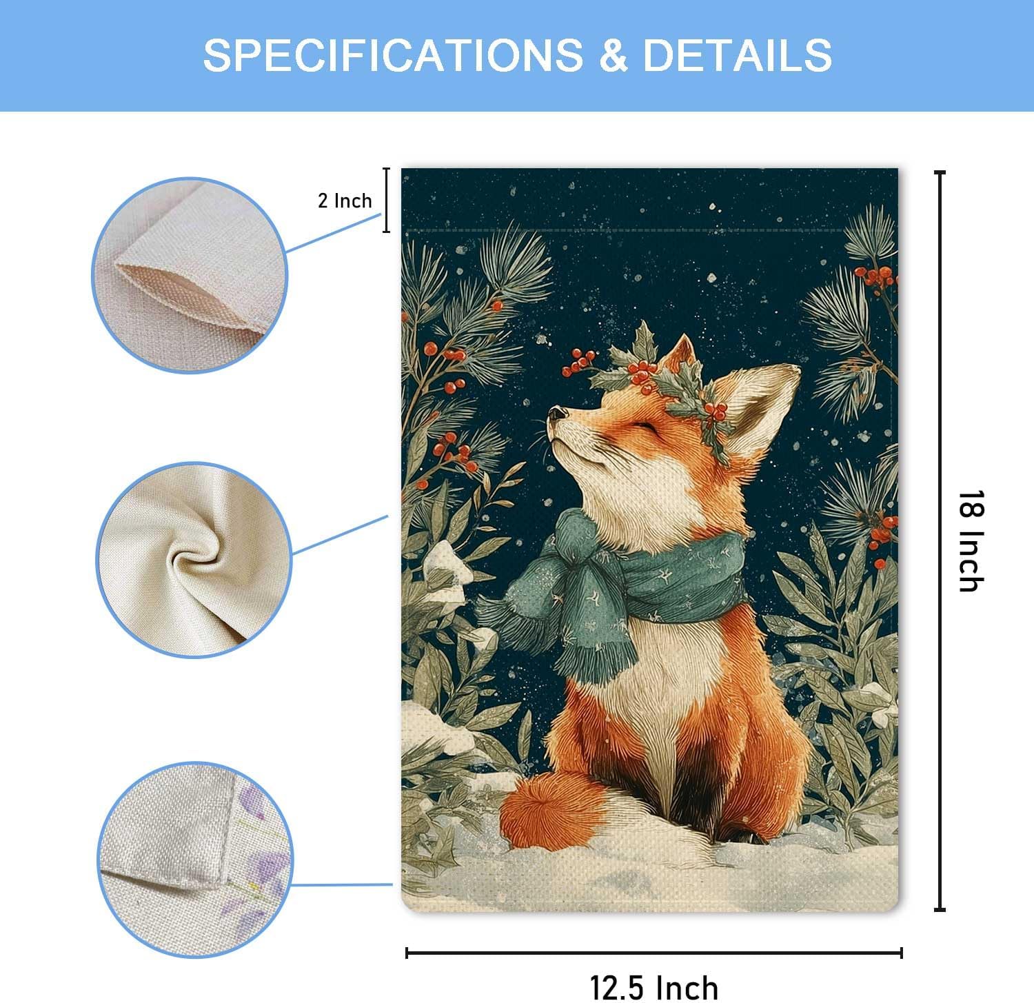 Welcome Winter Garden Flag Cute Fox Garden Flag Vertical Double Sided Rustic Farmland Burlap Yard Lawn Outdoor Decor 12.5x18" - Image 5