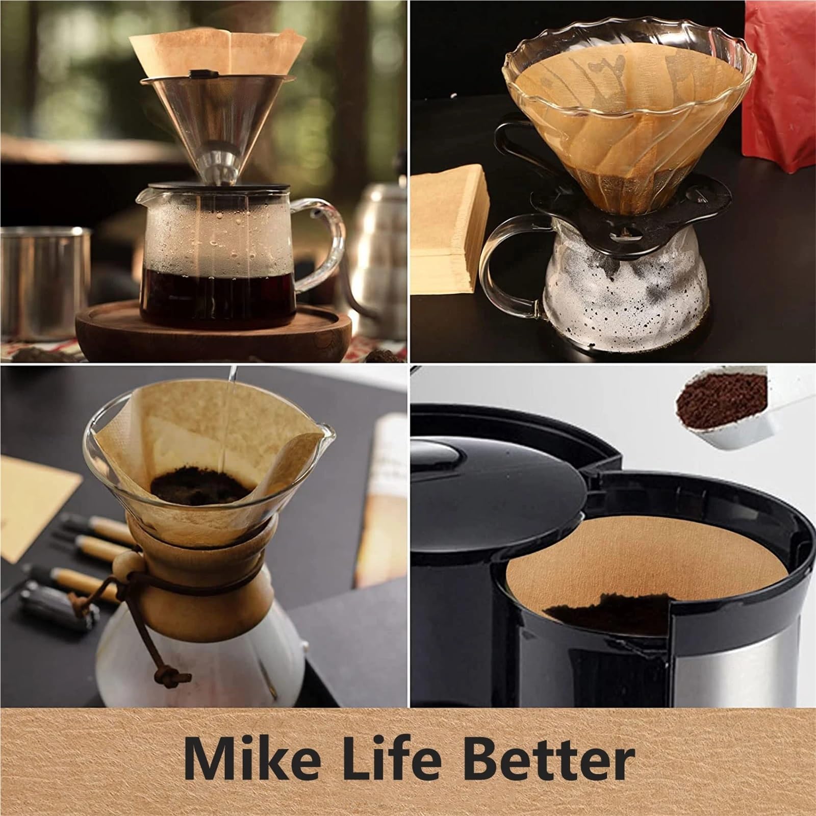 Kegel-Kaffeefilter, 100 Stück, 1–4 Tassen, Ungebleichtes, Naturbraunes V02-Einweg-Kaffeefilterpapier(200 pcs)