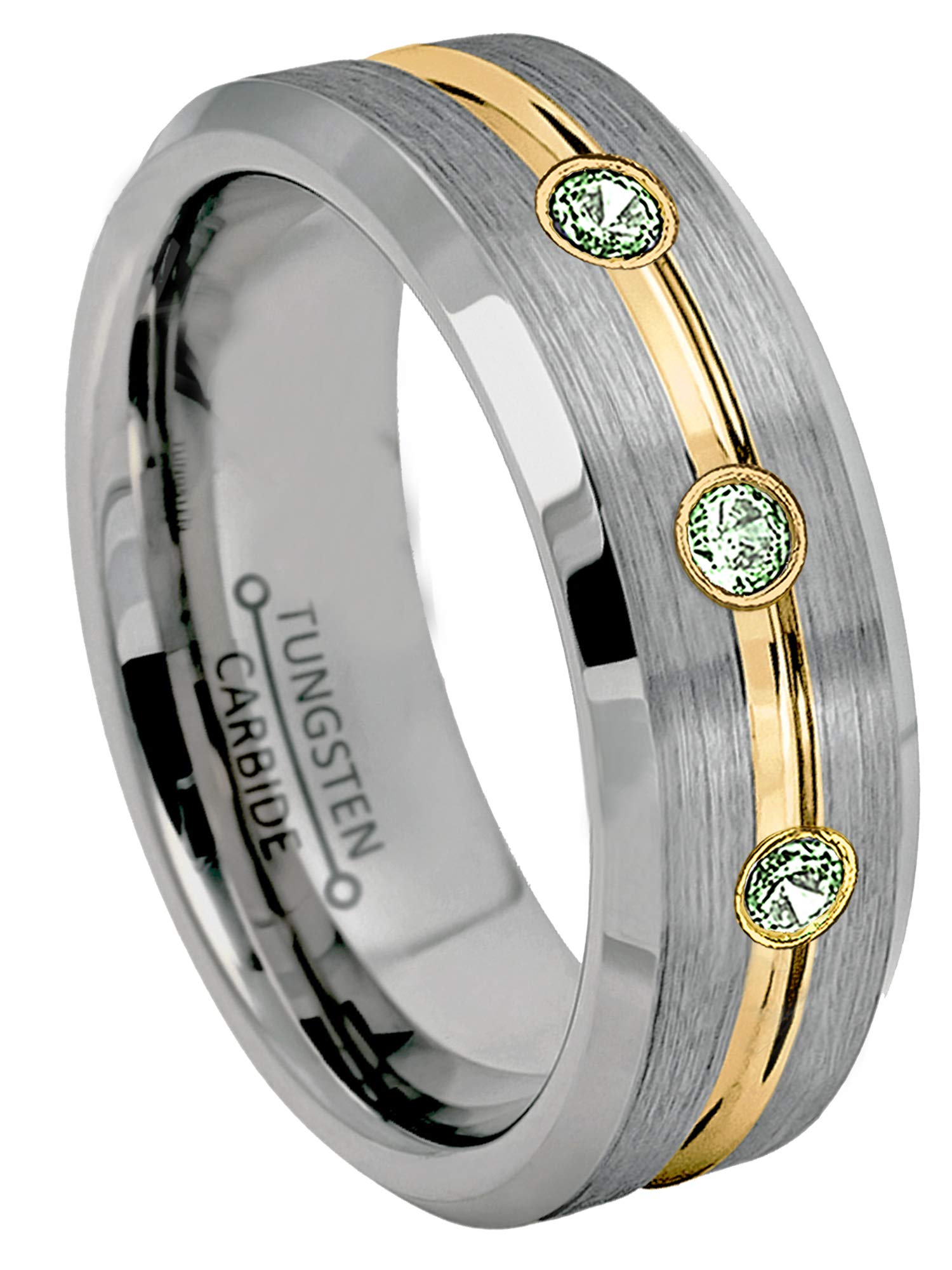 Jewelry Avalanche 7MM Brushed Finish with Gold IP Grooved Center Tungsten Carbide Wedding Band - 0.2