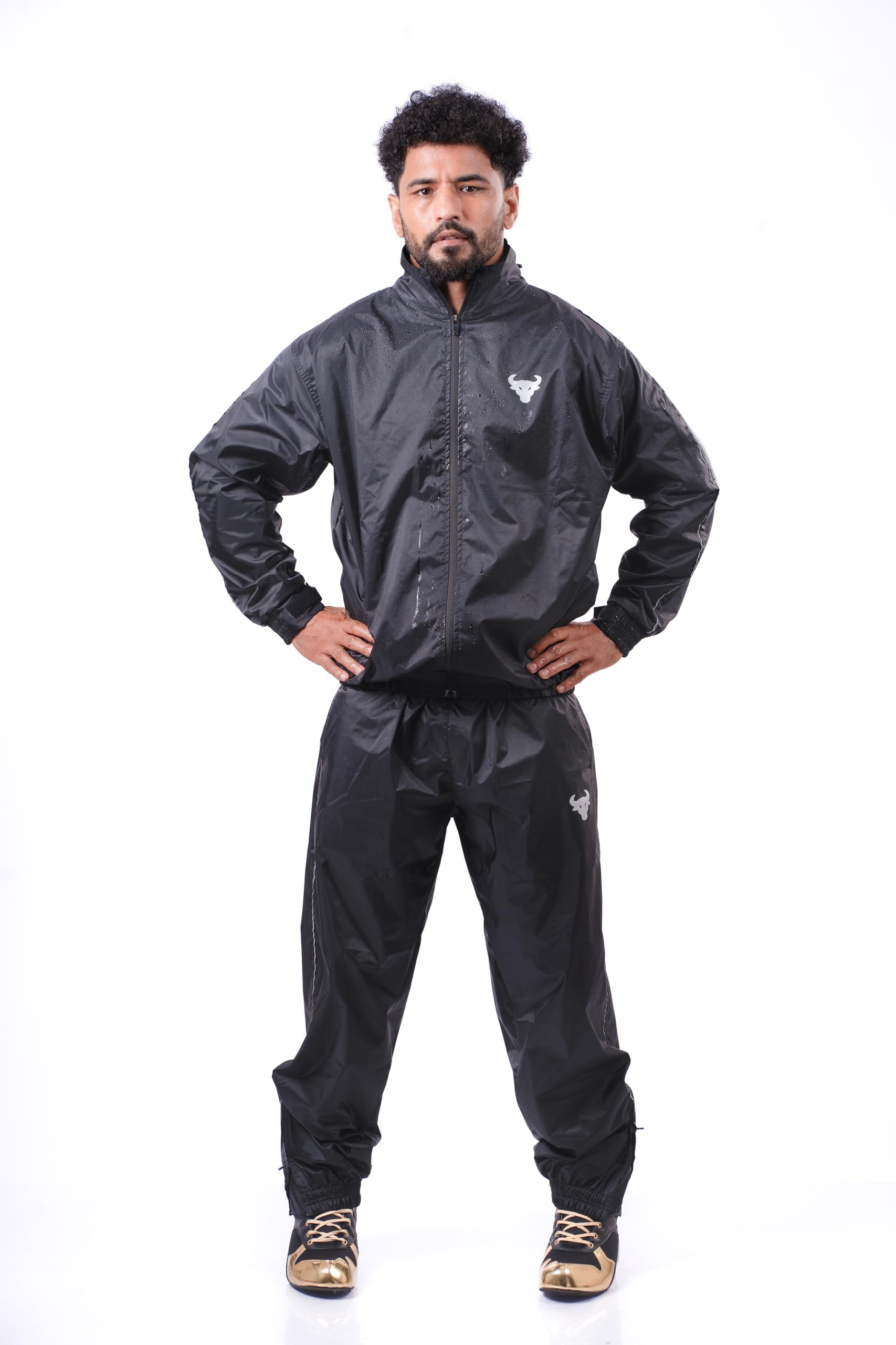 Men's Sauna Suit for Weight Loss & Fitness | 100% Rubberized Nylon 220 GSM Coated Sweat Suit for Gym, Exercise, Training & Sauna Workouts | Durable Sweat Enhancing Gym Suit (Black, S)-image-13