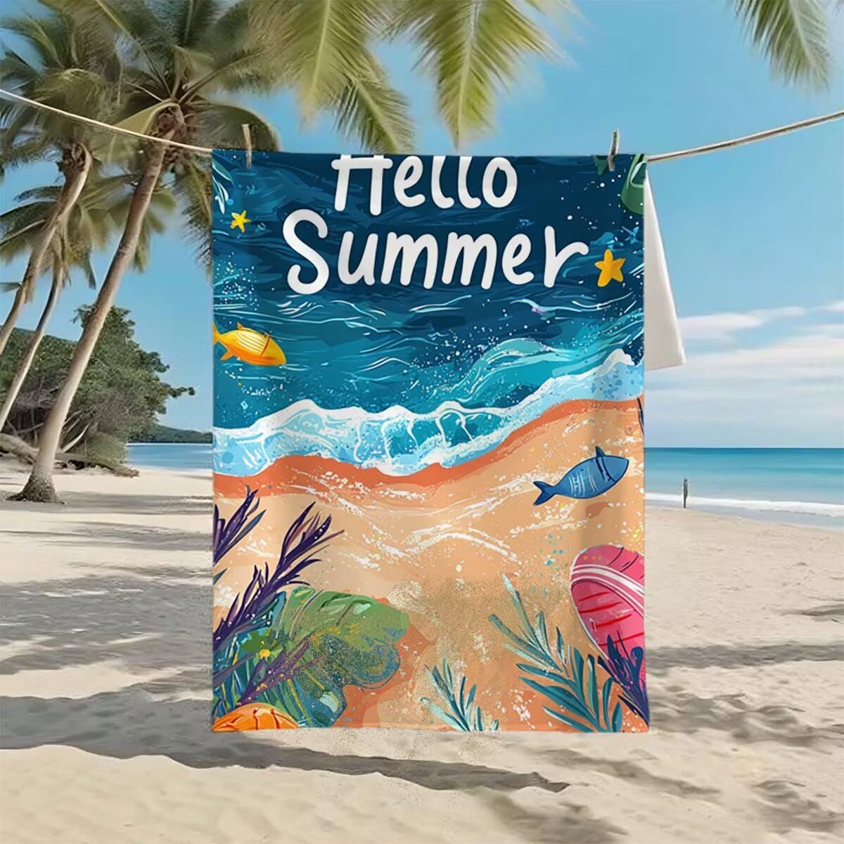Telo Mare XXL 100x200cm/35x70cm, 2 Set Telo Mare Microfibra Oceano Asciugamano Palestra Uomo, Antisabbia, Leggero, Asciugatura Rapida, Teli da Spiaggia Grandi Accessori per Camping Natation Yoga F-36