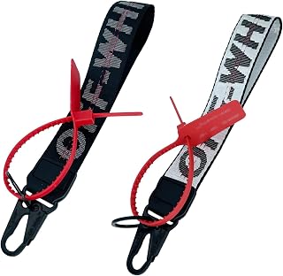 (2 Pack)Fashion Letter Lanyard Keychain,Wristlet Keychain, Key Chain can Hang Key,Wallet, Jeans Decoration, Office Badge,Unisex Cool Wrist Lanyard(Black,Silver)