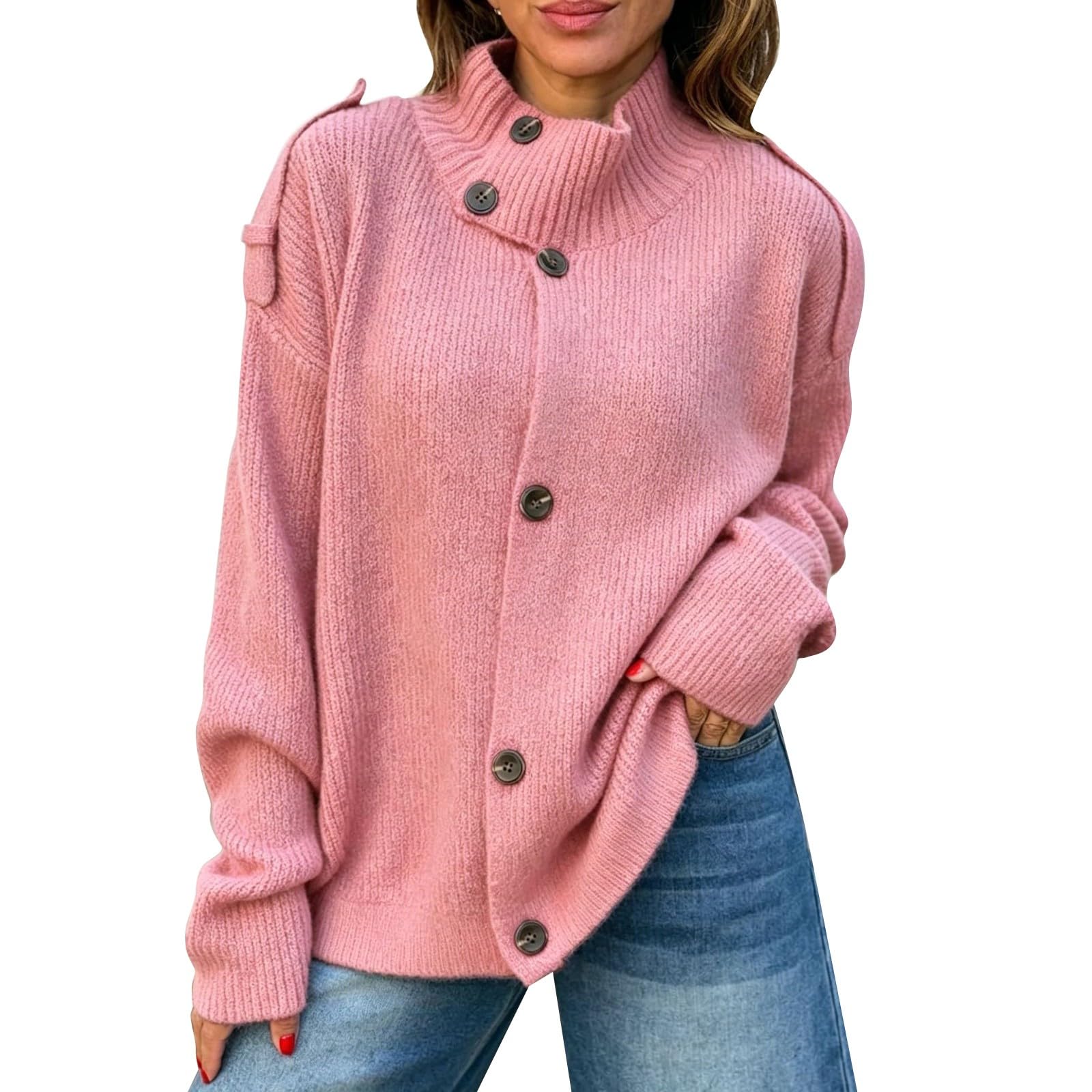 Generisch Cárdigan casual de manga larga para mujer, ropa de abrigo suave y transpirable, cárdigan fino y ligero, cárdigan de punto fino casual grueso, cálido, abrigo de punto suave