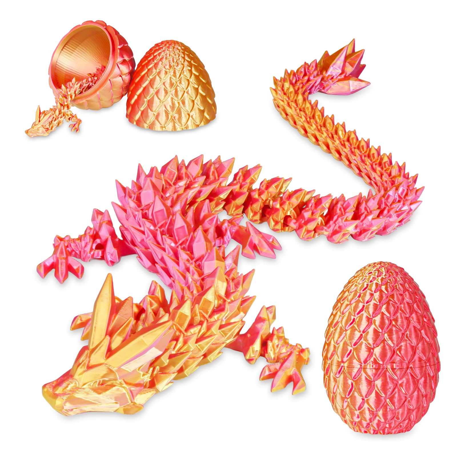 Surprise Dragon Egg with Dragon Inside  Gifts for Kids and Adults, 3D Printed Fidget Toy, Ideal for Christmas, Easter, Birthdays, Fun Desk Dcor and Stress Relief(Orange Red, Medium)
