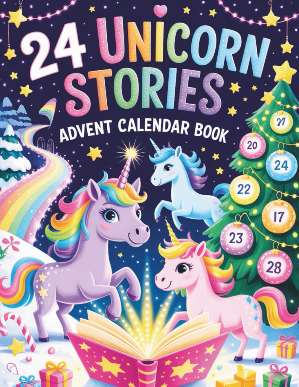 24 Unicorn Stories Advent Calendar Book: A Sparkling Christmas Countdown Storybook with 24 Magical Unicorn Adventures for Girls and Boys Ages 3–8