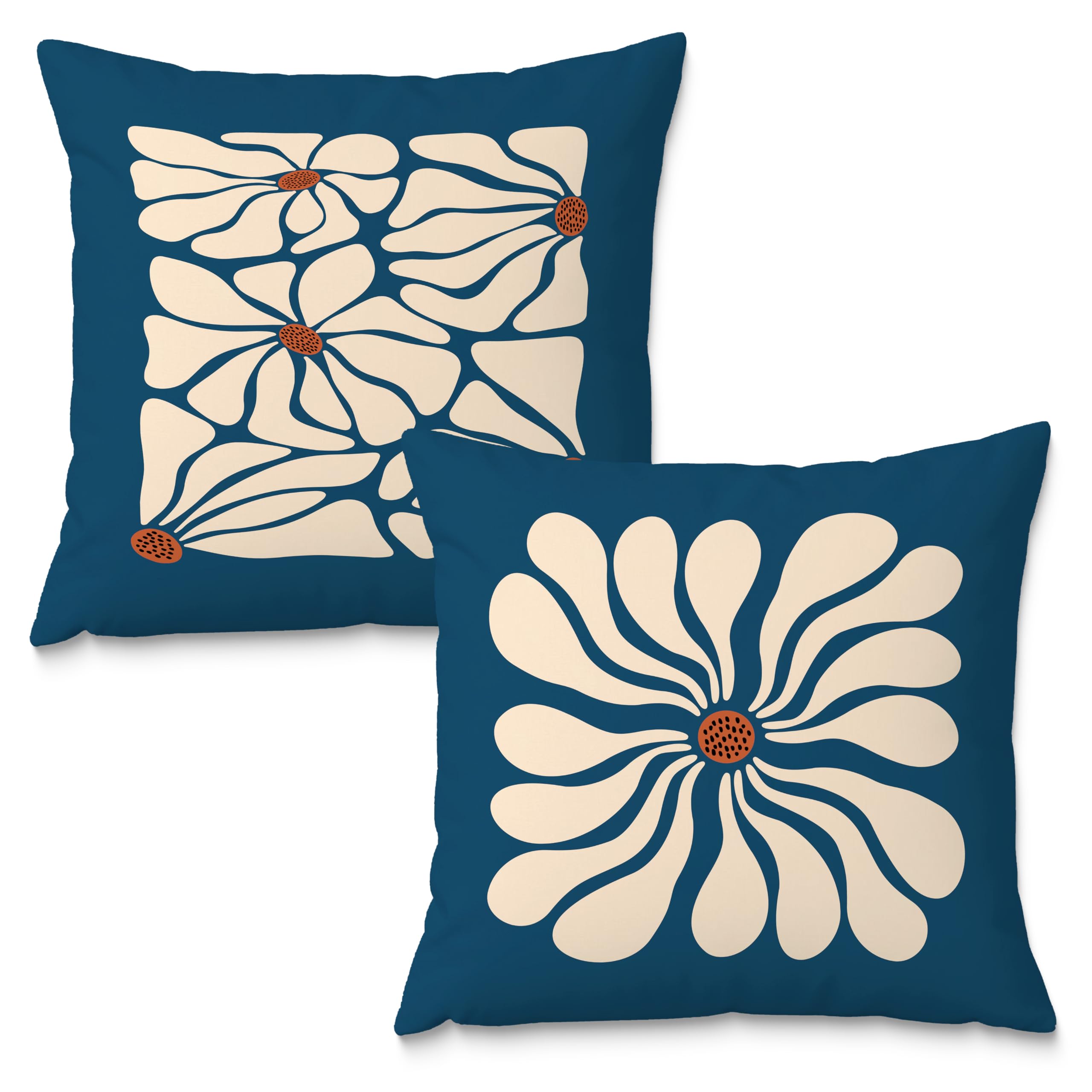 Photo 1 of Fuasei Mid Century Modern Pillow Covers 18x18, 70 Retro Boho Hippie Beige Flower Decorative Pillow Covers for Bedroom Living Room Decor, Eclectic Pillow Covers, Mid Century Modern Decor, Set of 2
