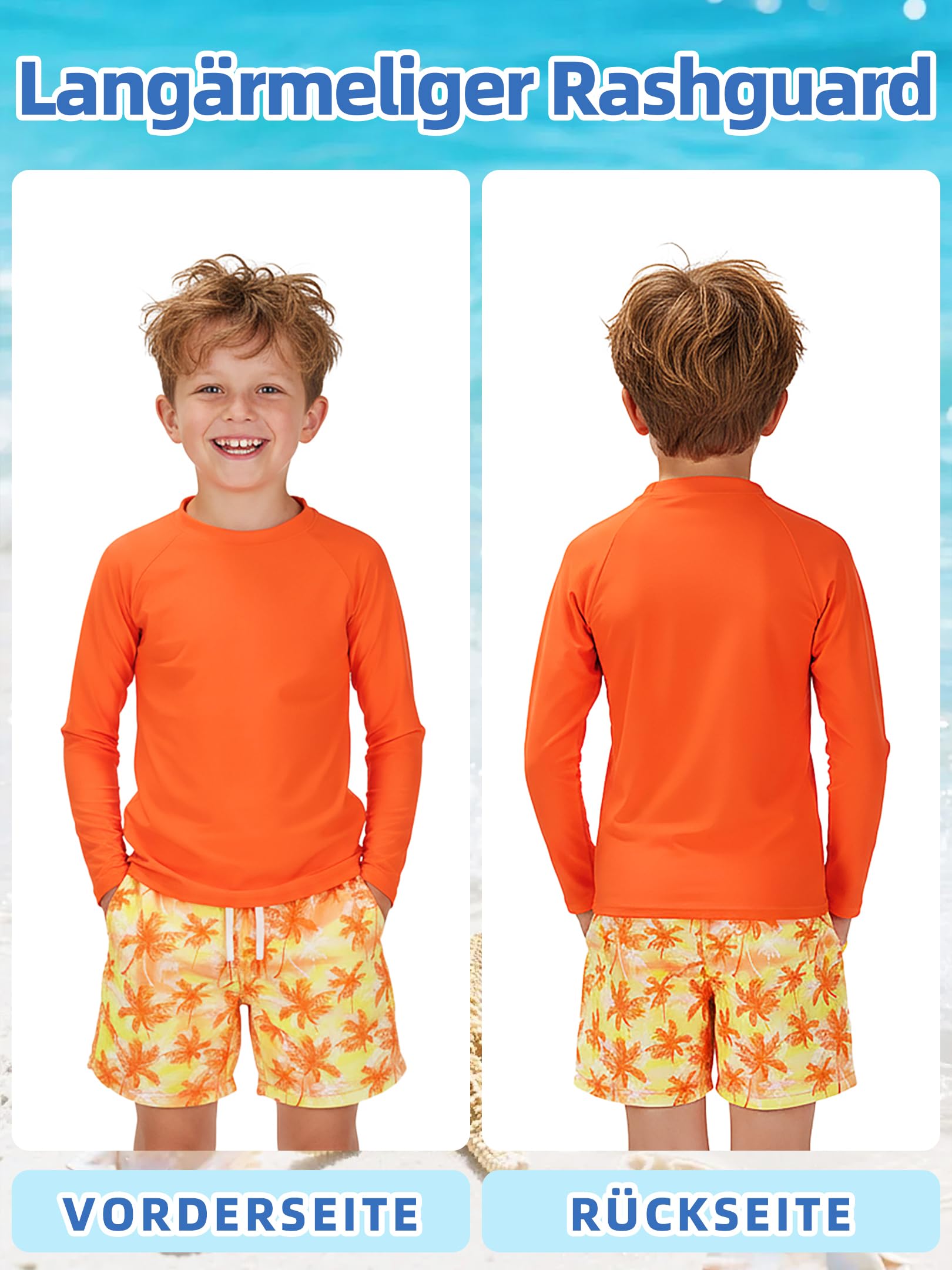 Schwimmshirt Jungen Langarm Badeshirt Kinder Badeanzug Rashguard Shirt Schnelltrocknend