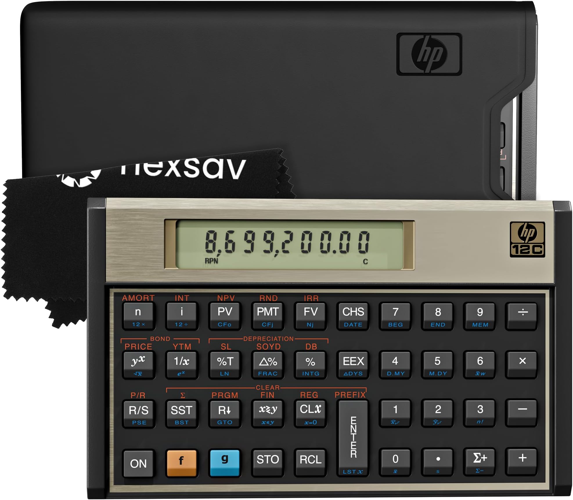 HP 12C Financial Calculator – 120+ Functions: TVM, NPV, IRR, Amortization, Bond Calculations, Programmable Keys – RPN Desktop Calculator for Finance, Accounting & Real Estate – Includes Cleaning Cloth