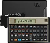 HP Calculadora financeira 12C – Mais de 120 funções: TVM, NPV, IRR, amortização, cálculos de títulos, teclas programáveis – Calculadora de mesa RPN para finanças, contabilidade e imóveis – Inclui pano