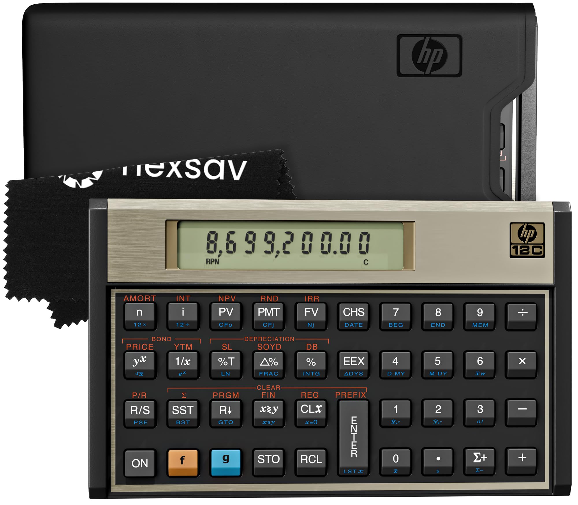 HP 12C Financial Calculator – 120+ Functions: TVM, NPV, IRR, Amortization, Bond Calculations, Programmable Keys – RPN Desktop Calculator for Finance, Accounting & Real Estate – Includes Cleaning Cloth
