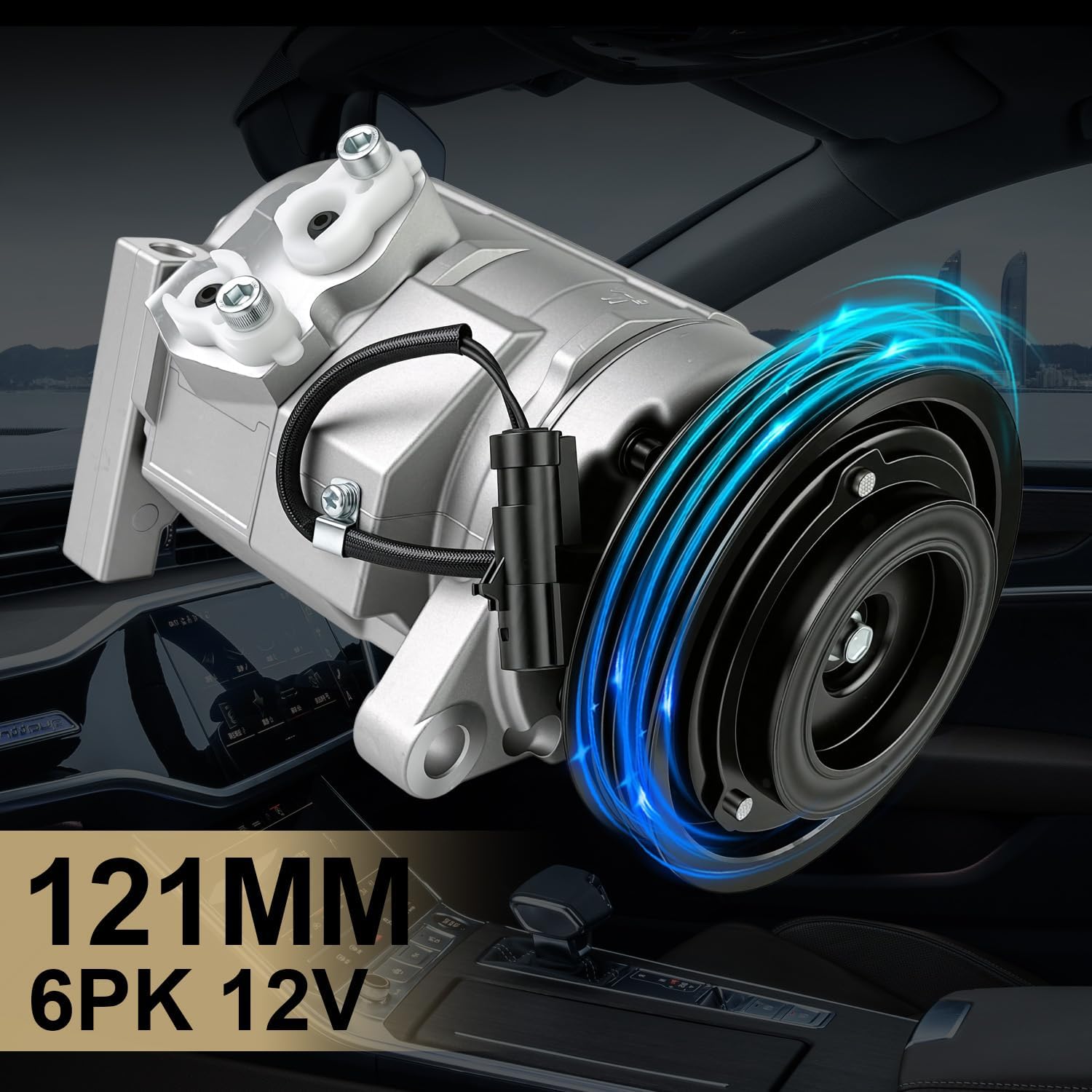 A/C Compressor with Clutch Compatible with Chrysler Town & Country 2001-2007 3.3L 3.8L, for Chrysler Voyager 2001-2003, for Dodge Grand Caravan 2002-2007 3.3L 3.8L, CO 29001C, 78374, 4710522