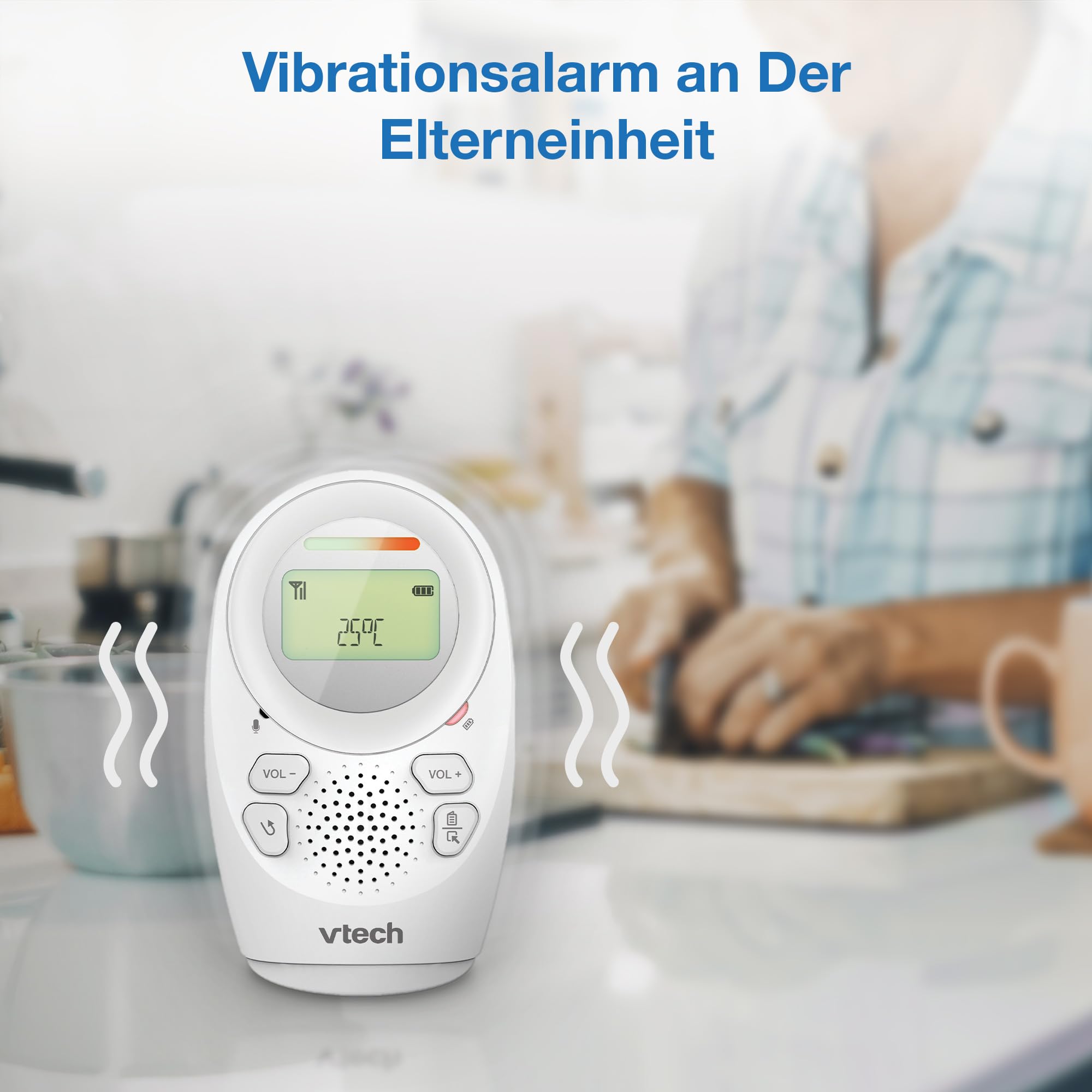 VTech Digitales Audio-Babyphon DM1212 – DECT-Technologie, Gegensprechfunktion, Geräuschpegelanzeige, Temperatursensor, Sternenhimmel-Nachtlicht u. v. m. – Mit Eltern- und Babyeinheit