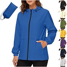 Waterproof Rain Jacket Women Packable Lightweight Hiking Travel Raincoat with Hood Zip Long Sleeve Golf Wind breaker