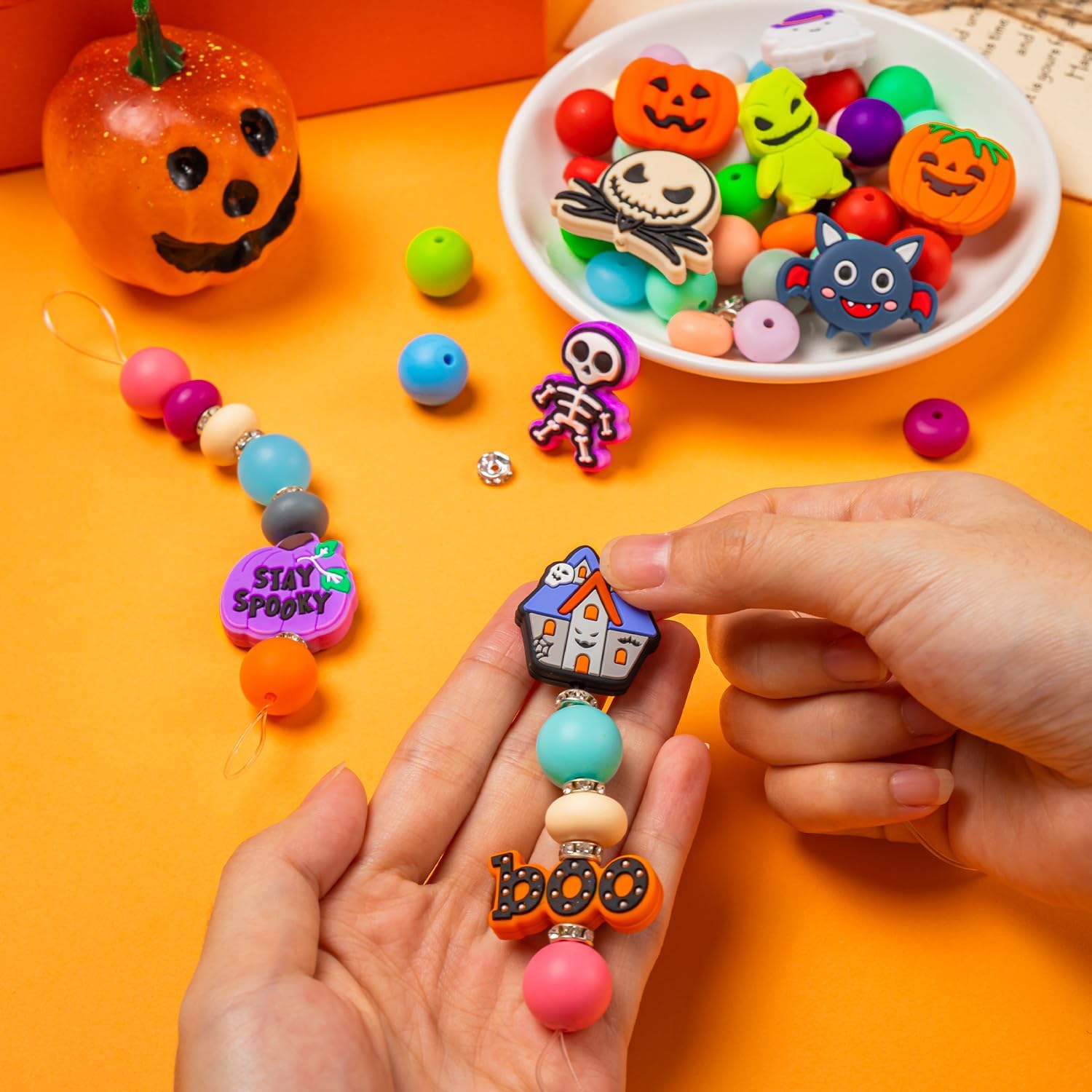 15Pcs Halloween Silicone Beads for Pen