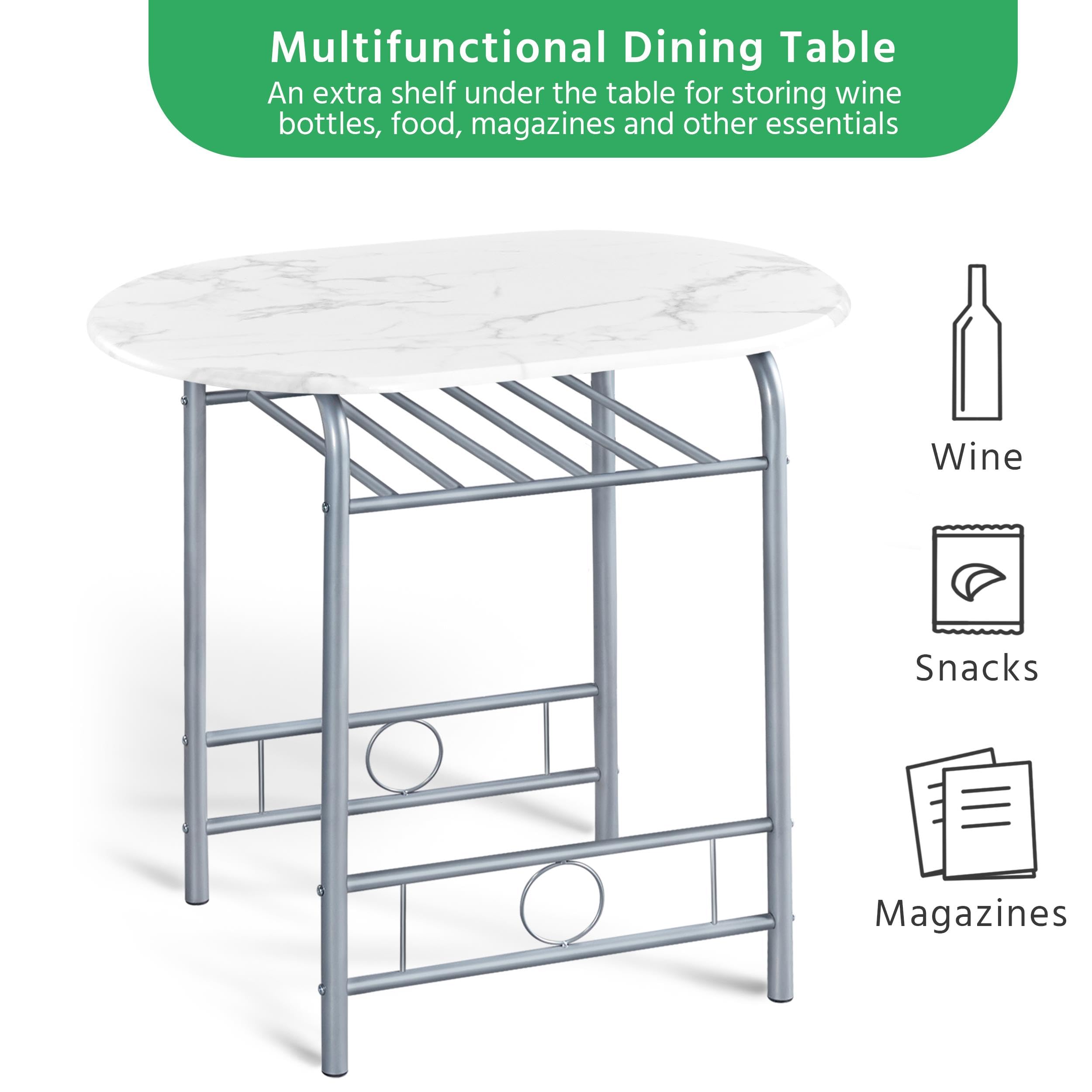 Yaheetech Ensemble de Table de Style Maison de Campagne pour 2 Personnes avec Rangement