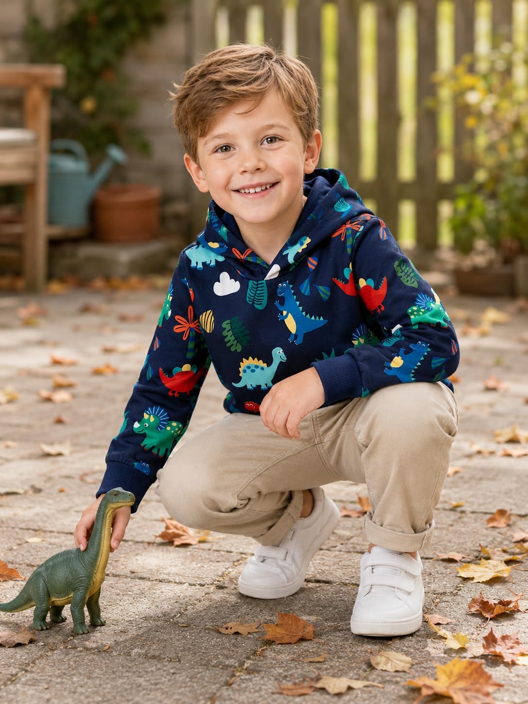 Toddler Boys Hoodies Dinosaur Cartoon Pullover Long Sleeve Truck Sweatshirts For Kids 1-7 Years