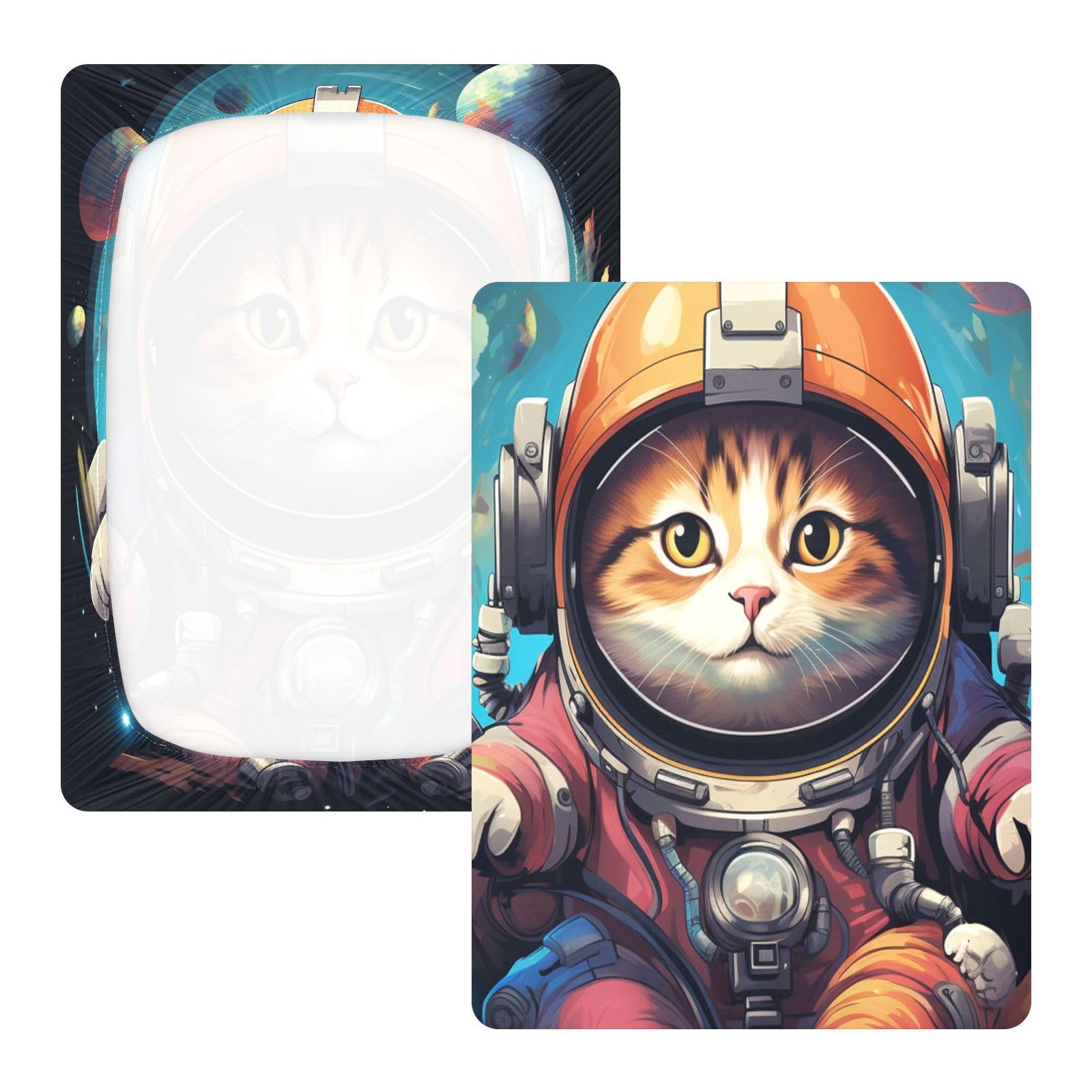 Lindo Gato Astronauta Volando Espacio Sábana de Cuna para Niños Pequeños,Sábanas de Algodón Suave para Bebés Aptas para Colchón Corralito