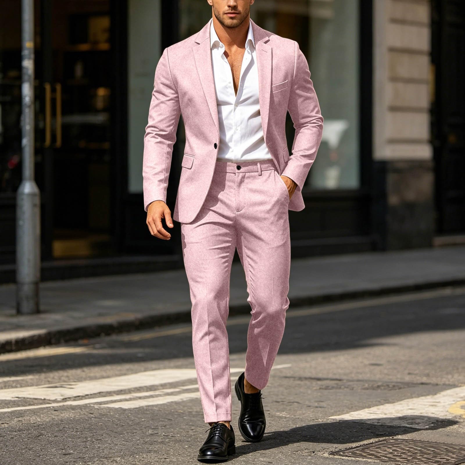 Pantalones de Vestir Ajustados de Dos Piezas para Negocios Formales, Bodas y Chaqueta de Esmoquin para Novio, de poliéster, fácil de Lavar y Secado rápido, Ideal para Actividades al Aire Libre