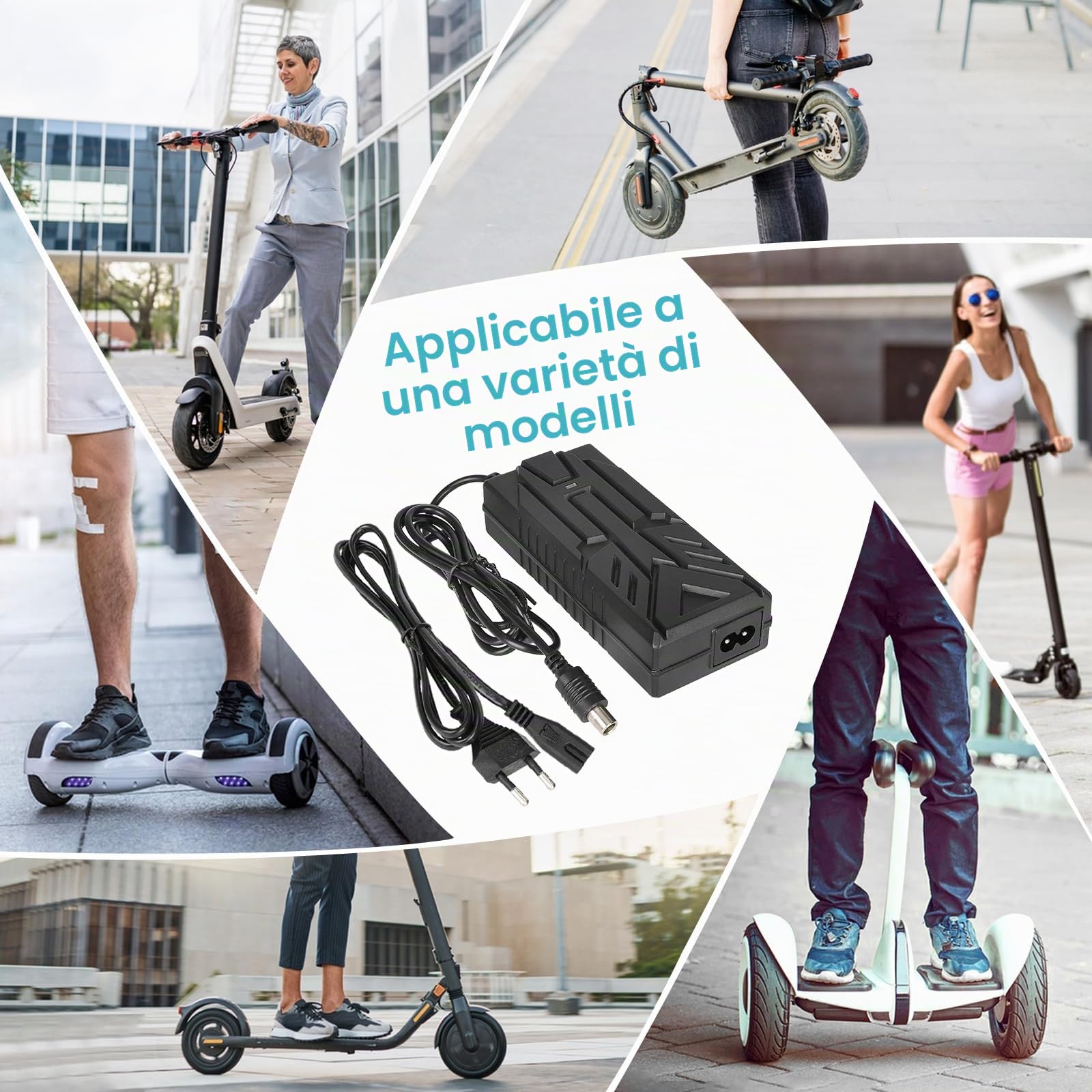 42V 2A Caricatore Monopattino Elettrico per Xiaomi M365,Pro,Pro 2,Mi 3,1s,Mi 4, 4 Lite, 5 Elite，Universale Caricabatterie Scooter Elettrico per Ninebot Serie, 85W 8MM DC Caricatore rapido EU
