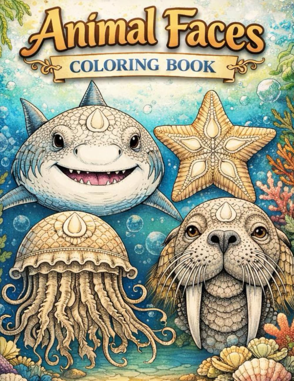 Animal Faces Coloring Book