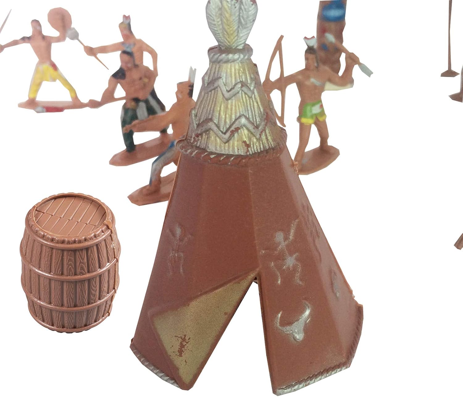 FUNSHOWCASE Native American Indians Figures Plastic Toys Pack of 15 for Sandbox Aquarium Terrariums Miniature Fairy Gardens Doll House Cake Topper Children Resin Decoration #3917