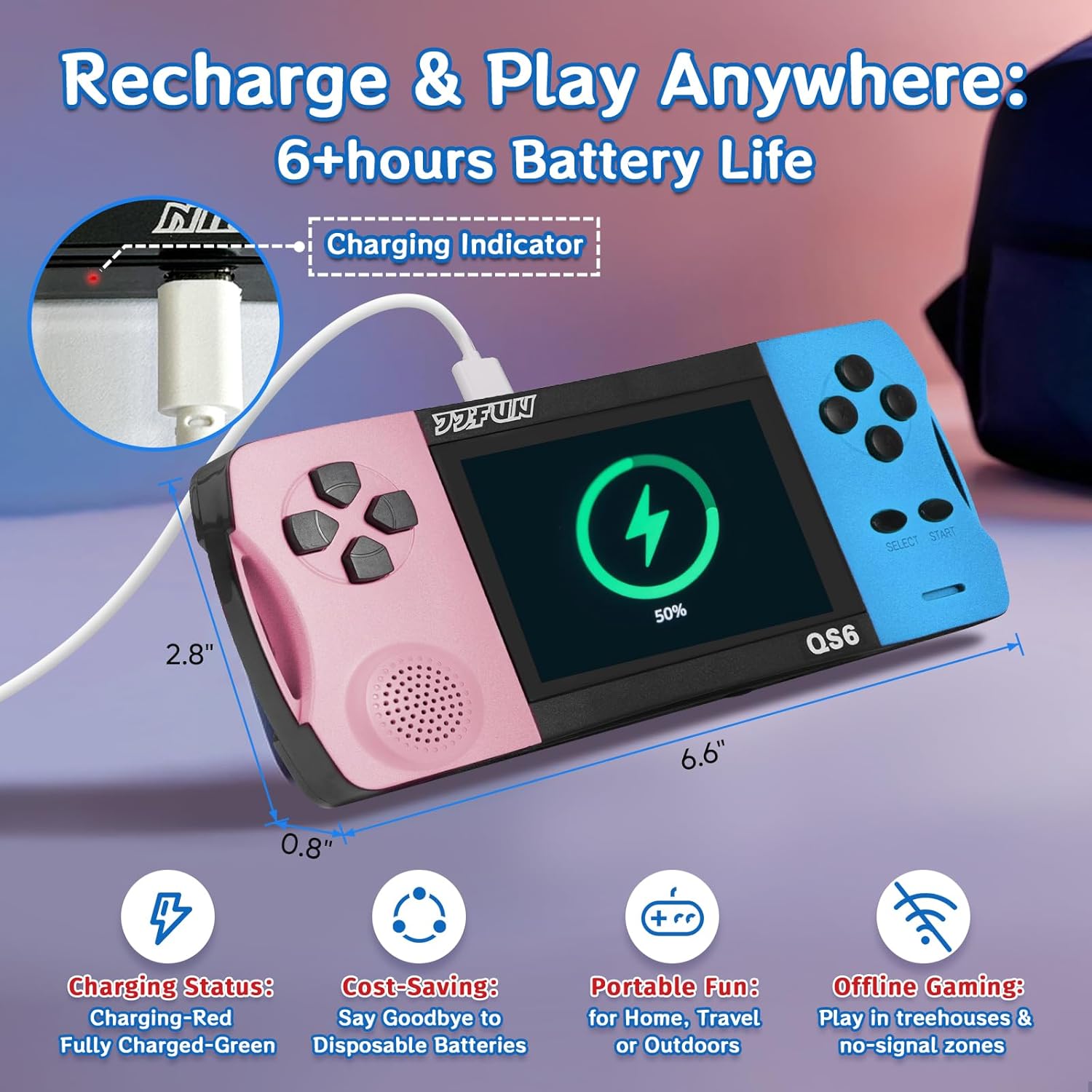 16 Bit Handheld Games for Kids with 3.5" IPS Large Screen Built-in 216 Retro Video Games Portable Gaming Player with Rechargeable Battery Mini Arcade Electronic Toy Gifts for Boys Girls (Blue+Pink)