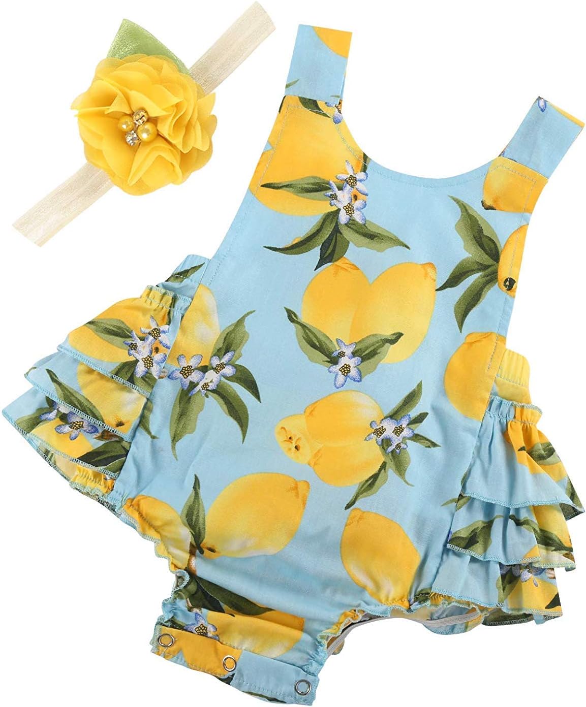 PrinceSasaBaby Girl's Floral Print Ruffles Romper Summer Clothes