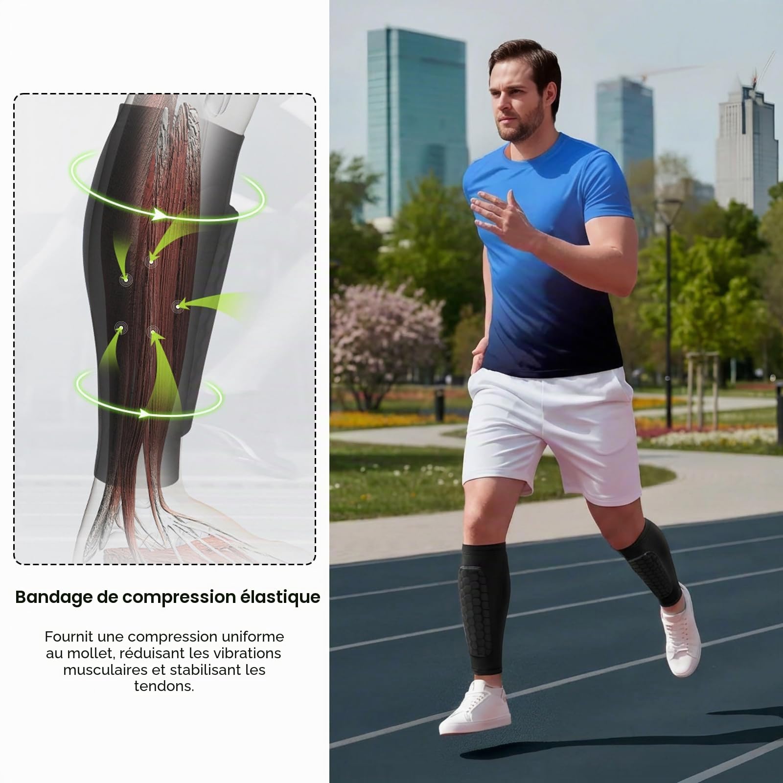 Protège Tibias de Football, Ski Shin Guards, Protection Professionnelle du Mollet, Manchon de Protection des Mollets avec Coussinets Cellulaires, Respirants et Légers pour Sport