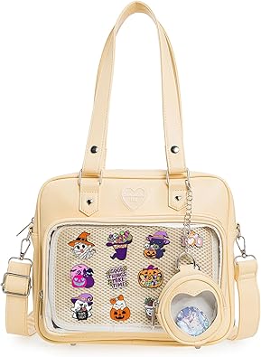 Ita Bag Crossbody Handbags Kawaii Shoulder Purse Square Backpack with Insert Anime Pins Display