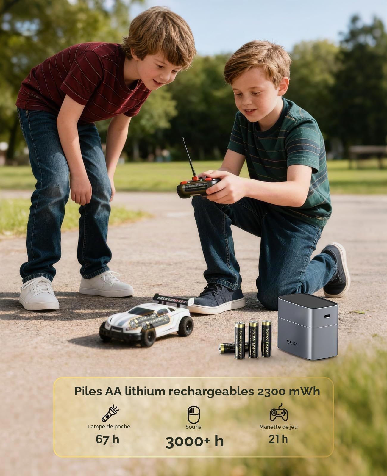 ORICO Lot de 8 Rechargeables Piles AA 1,5V Lithium avec Chargeur