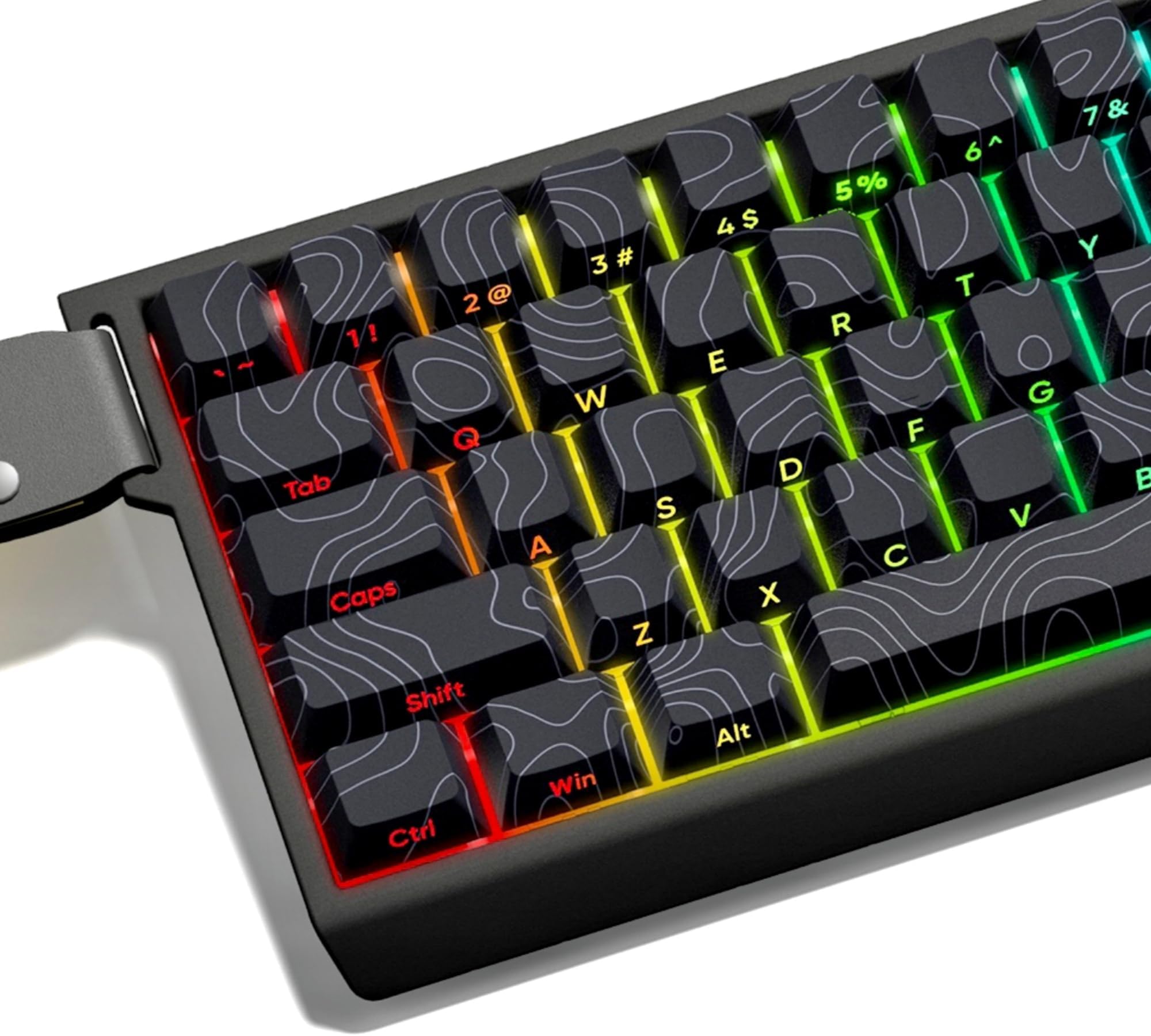 Shine Through Key Cap, Side Printed Key Cap, 132Keys Topograph Key Cap, DYE-Sub Pattern, Cherry Profile | Double Shot | For Mechanical Keyboard (Dark Blue, Key Cap Only)