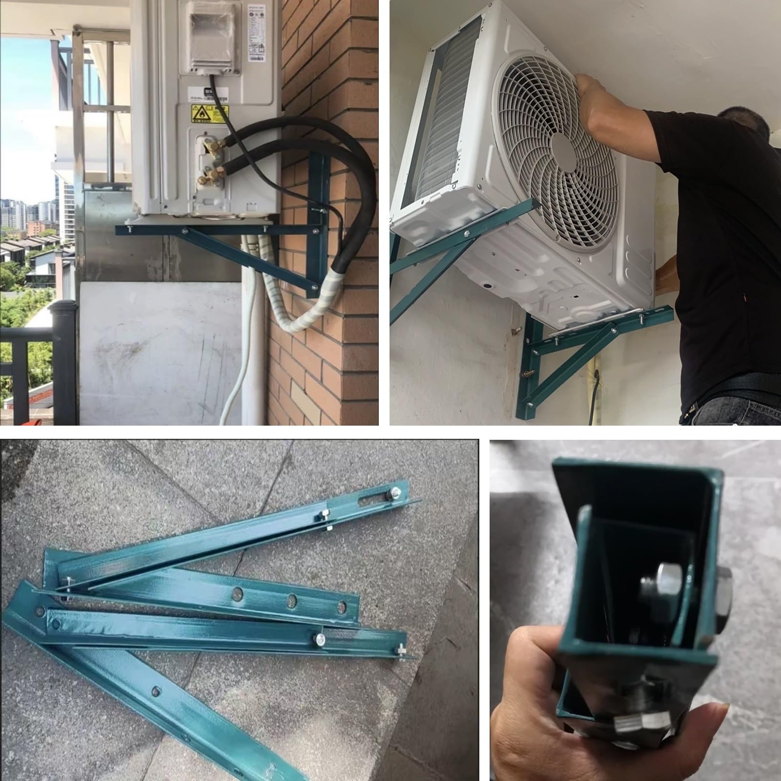 Staffa Condizionatore Esterno, Staffe Condizionatore per Condensatore 1-5P, Supporto Angolare in Ferro Verniciato, Capacità 180 Kg(65.7cm/26in)