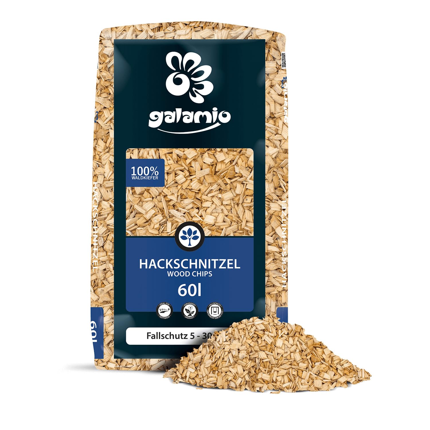 Holzhackschnitzel Hackschnitzel Mulch Natur Wald Kiefer Pinus Sylvestris Garten Dekor Holz Häcksel Fein 5-30mm 60l x 39 Sack 2.340l / 1 Palette